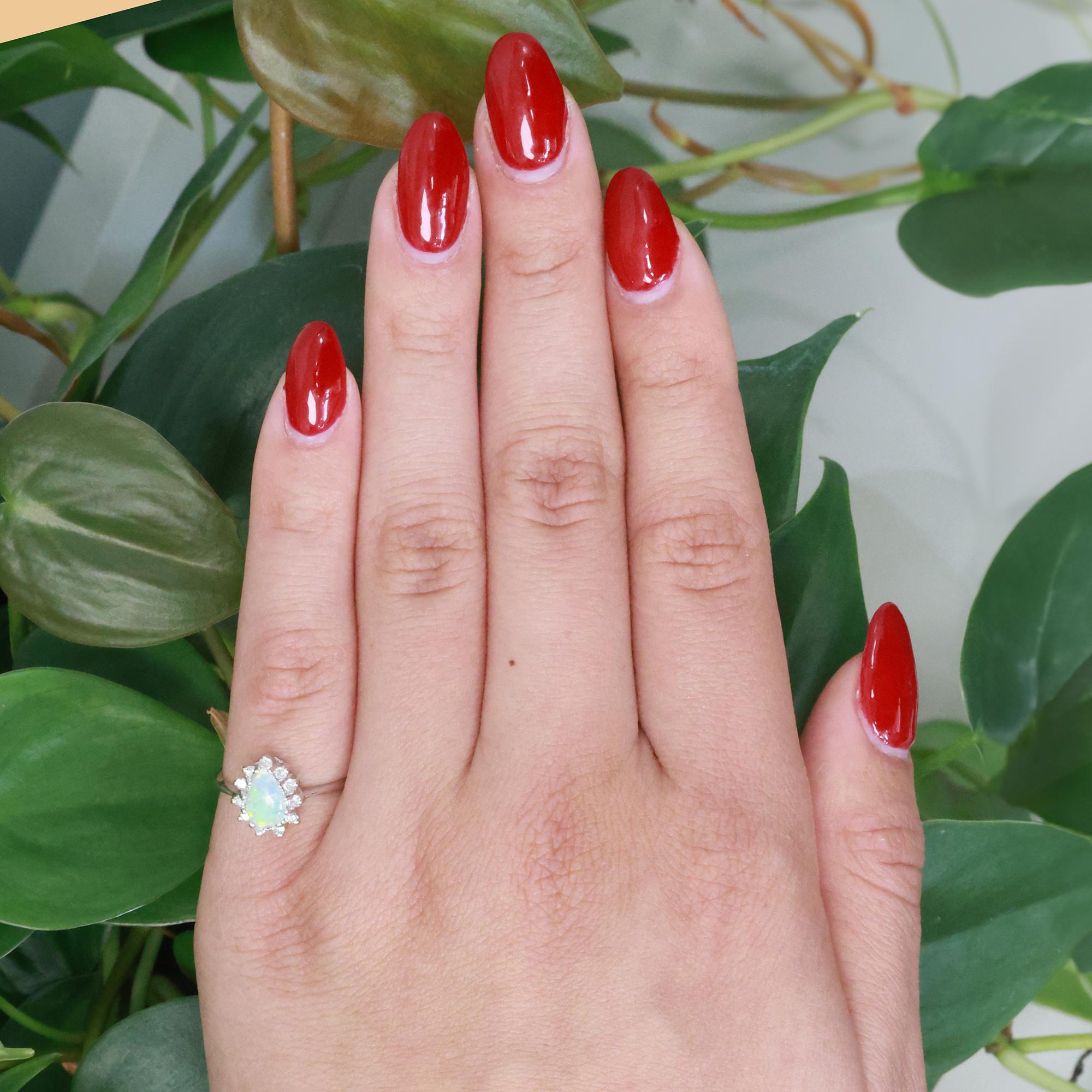 Pear Opal Diamond Halo Ring 14K White Gold 0.57 CTW Size 5 Ladies Estate