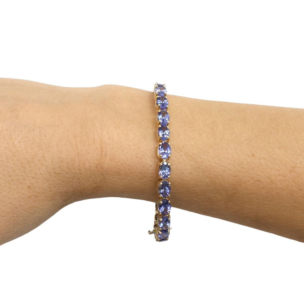 Natural Tanzanite Tennis Bracelet 14K Yellow Gold 23.09 CTW Oval 7"