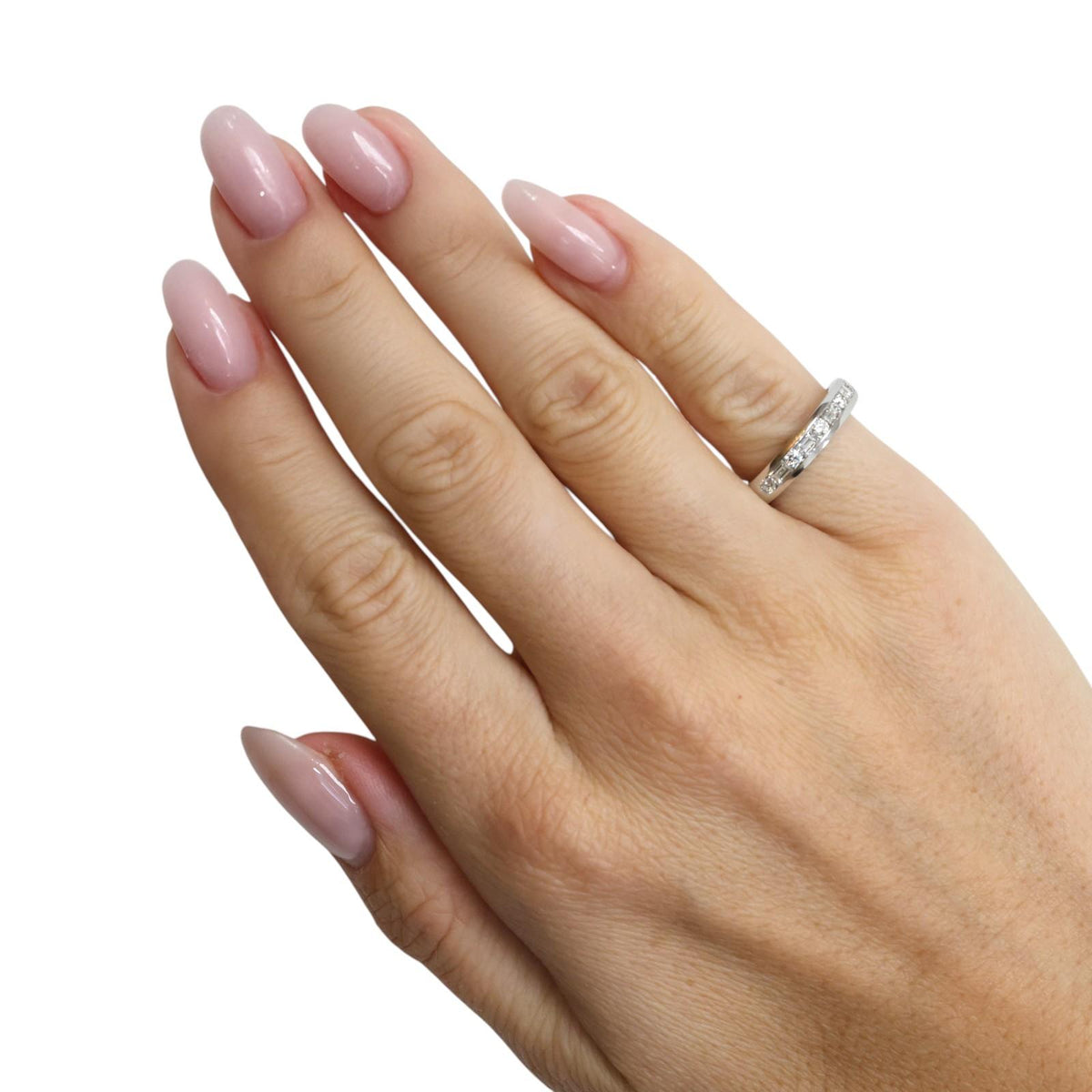 Tiffany & Co. Diamond Half Eternity Band Platinum 0.66 CTW Round Baguette Sz 4.5