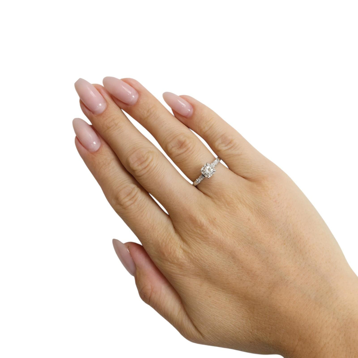 Natural Diamond Engagement Ring White Gold 0.39 CTW Round Size 5
