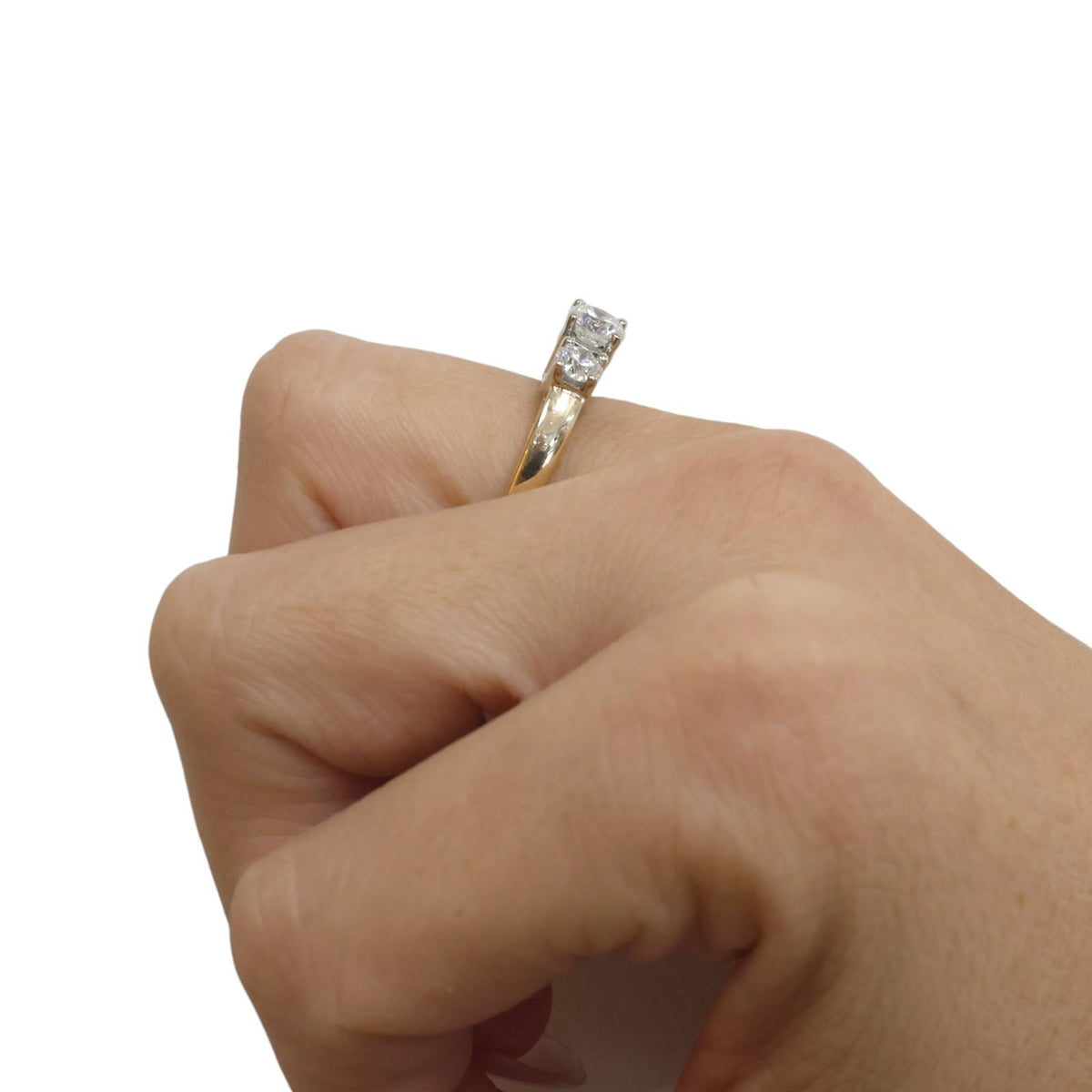 Natural Diamond 3-Stone Engagement Ring 14K Two-Tone Gold 1.10 CTW Size 6.75