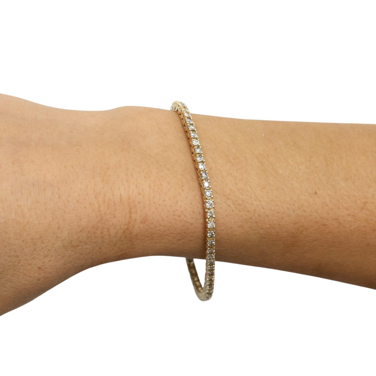 Natural Diamond Tennis Bracelet 14K Yellow Gold 3.00 CTW Round 7" Estate