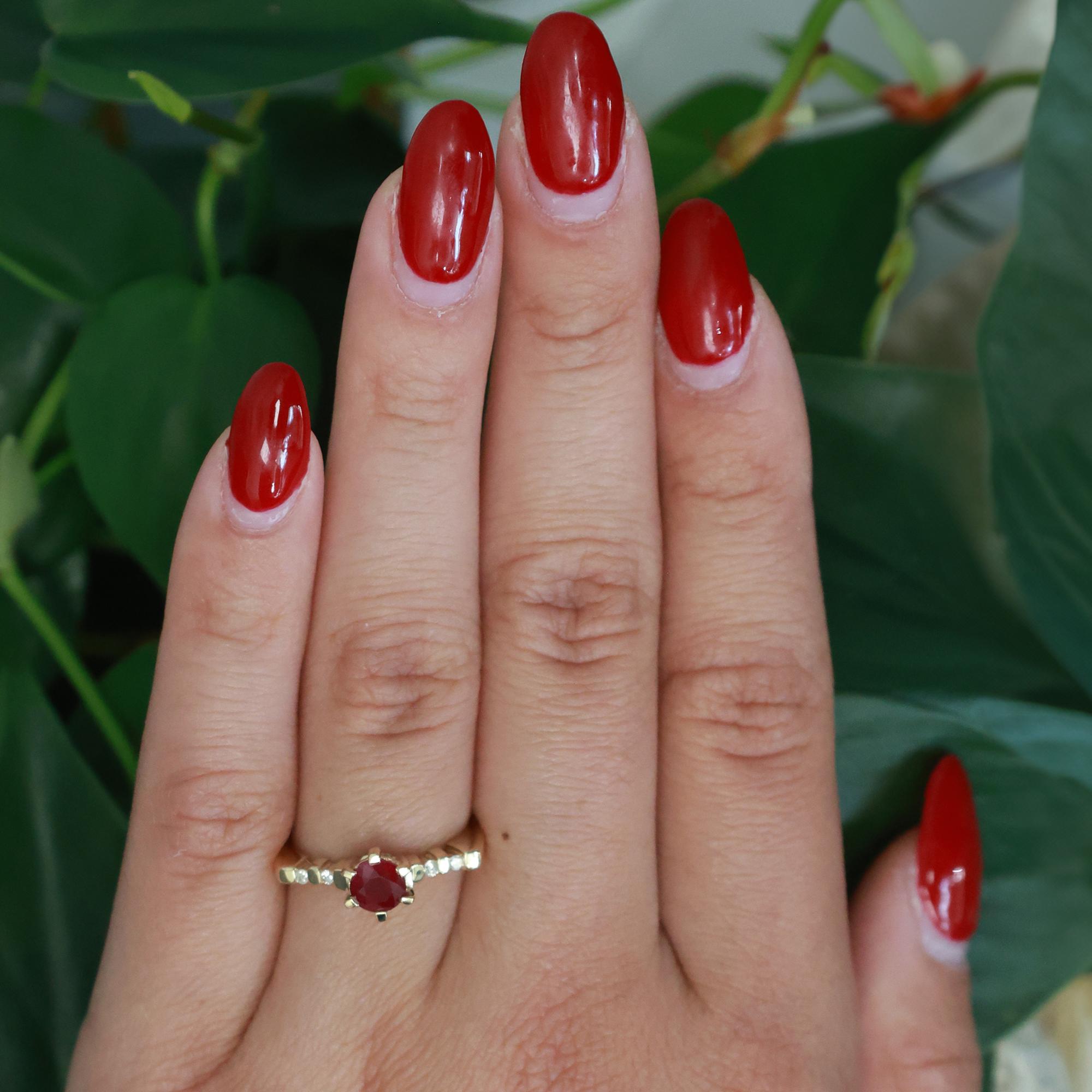 Ruby Solitaire Diamond Accent Ring 9K Yellow Gold 0.63 CTW Size 6.75 Estate