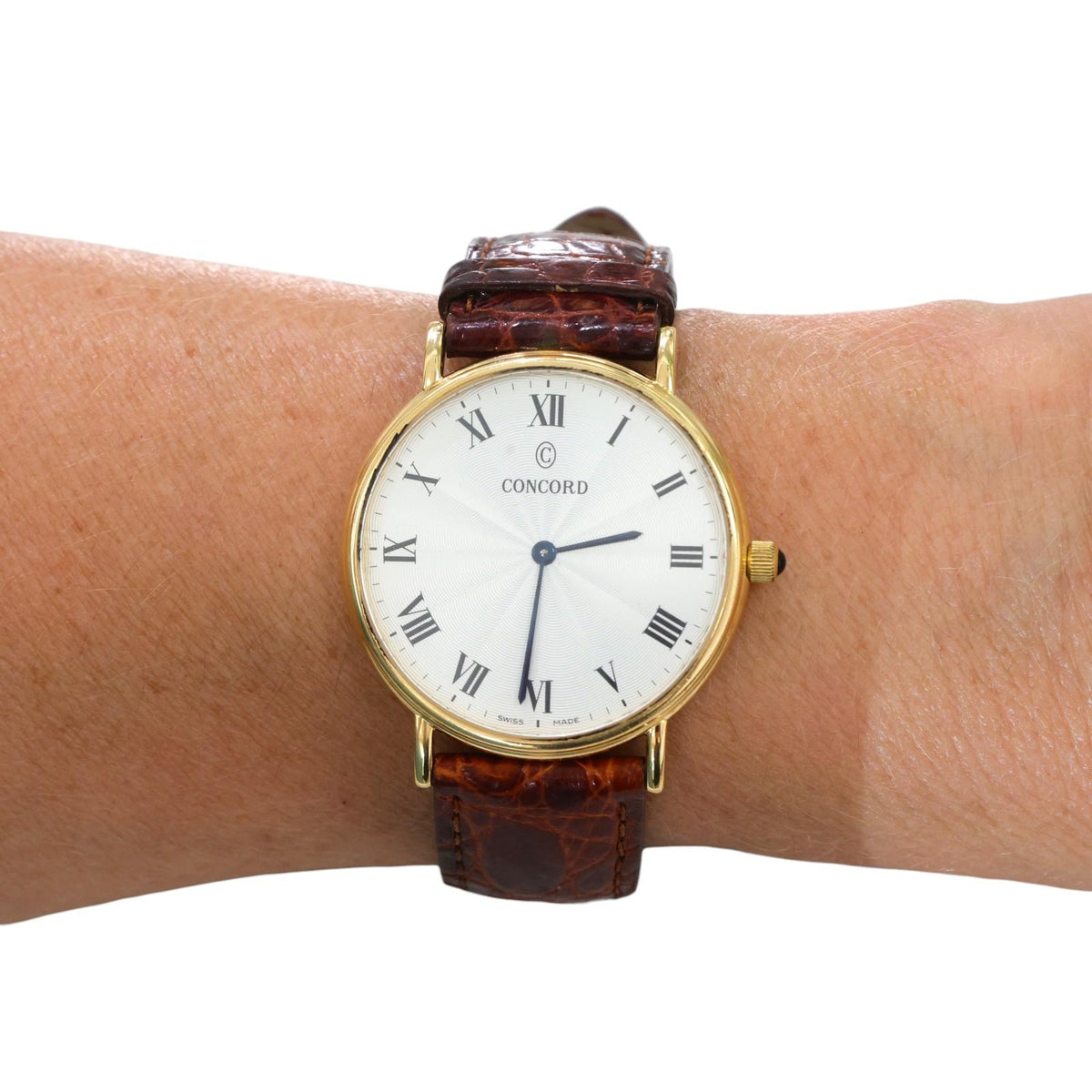 Concord 18K Yellow Gold Men's Quartz Dress Watch 34mm Swiss Made