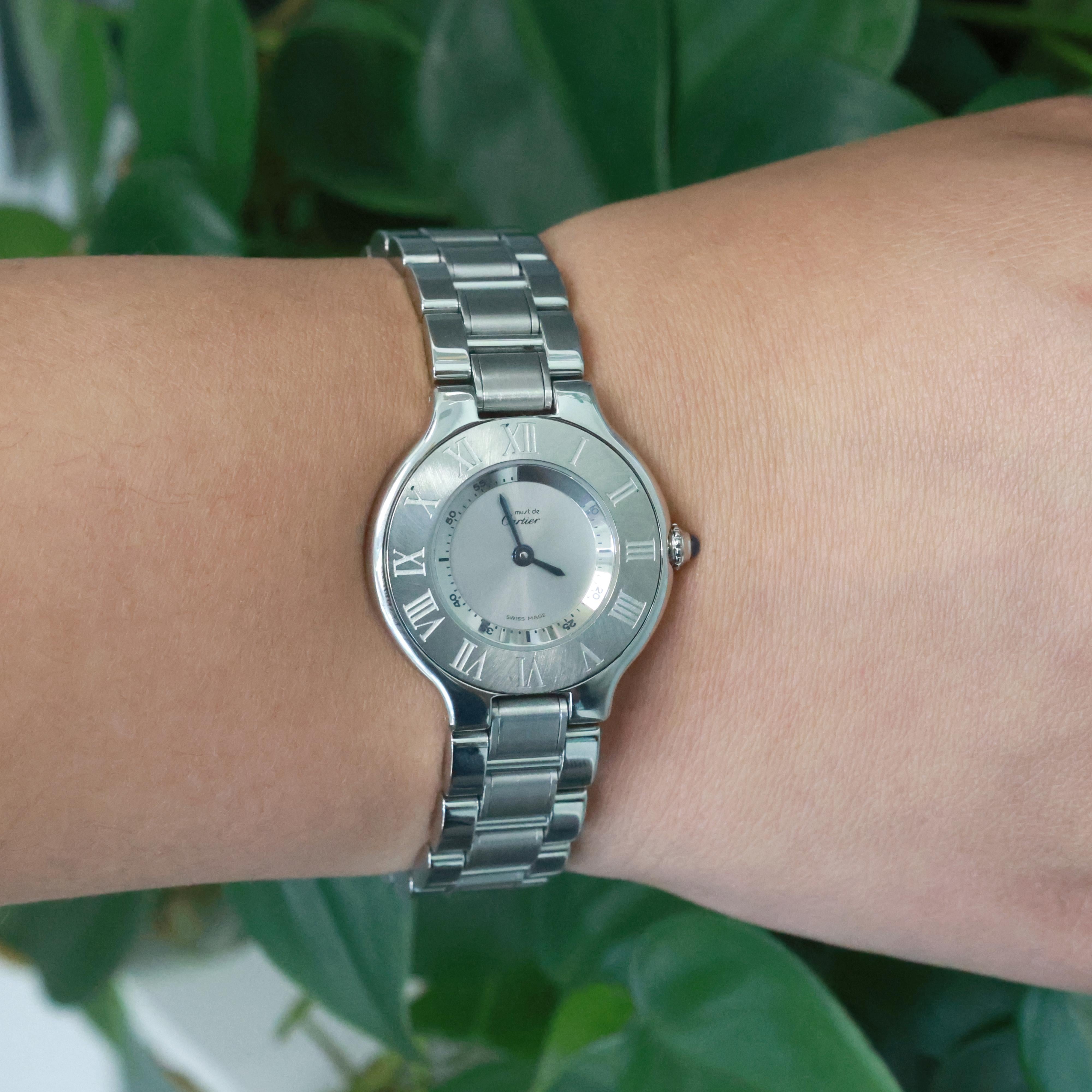 Cartier Must de Cartier 21 Quartz Ladies Wristwatch Stainless Steel 6.5"