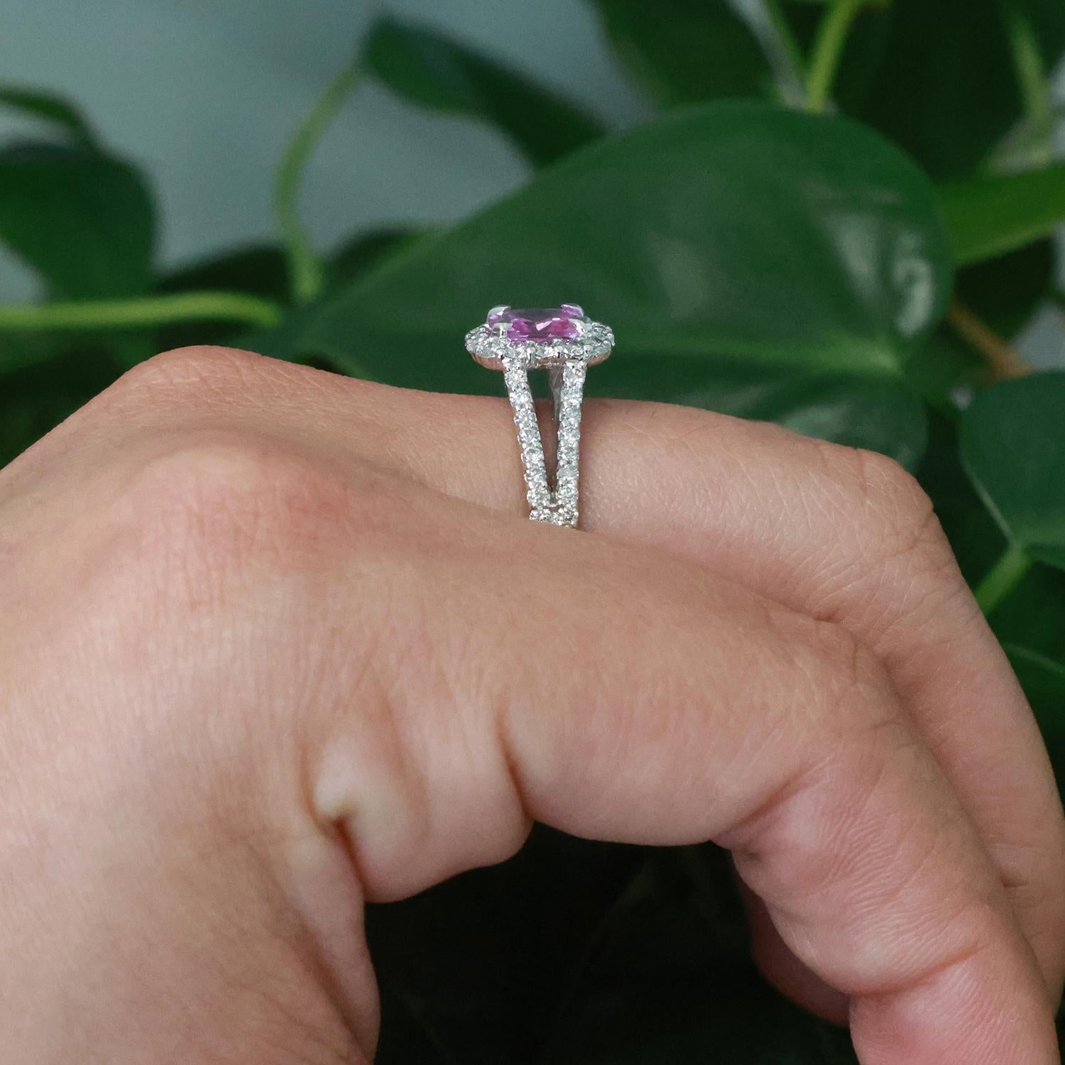 Platinum Pink Sapphire Diamond Halo Cocktail Ring 3.71 CTW Synthetic Gem SZ 8.5