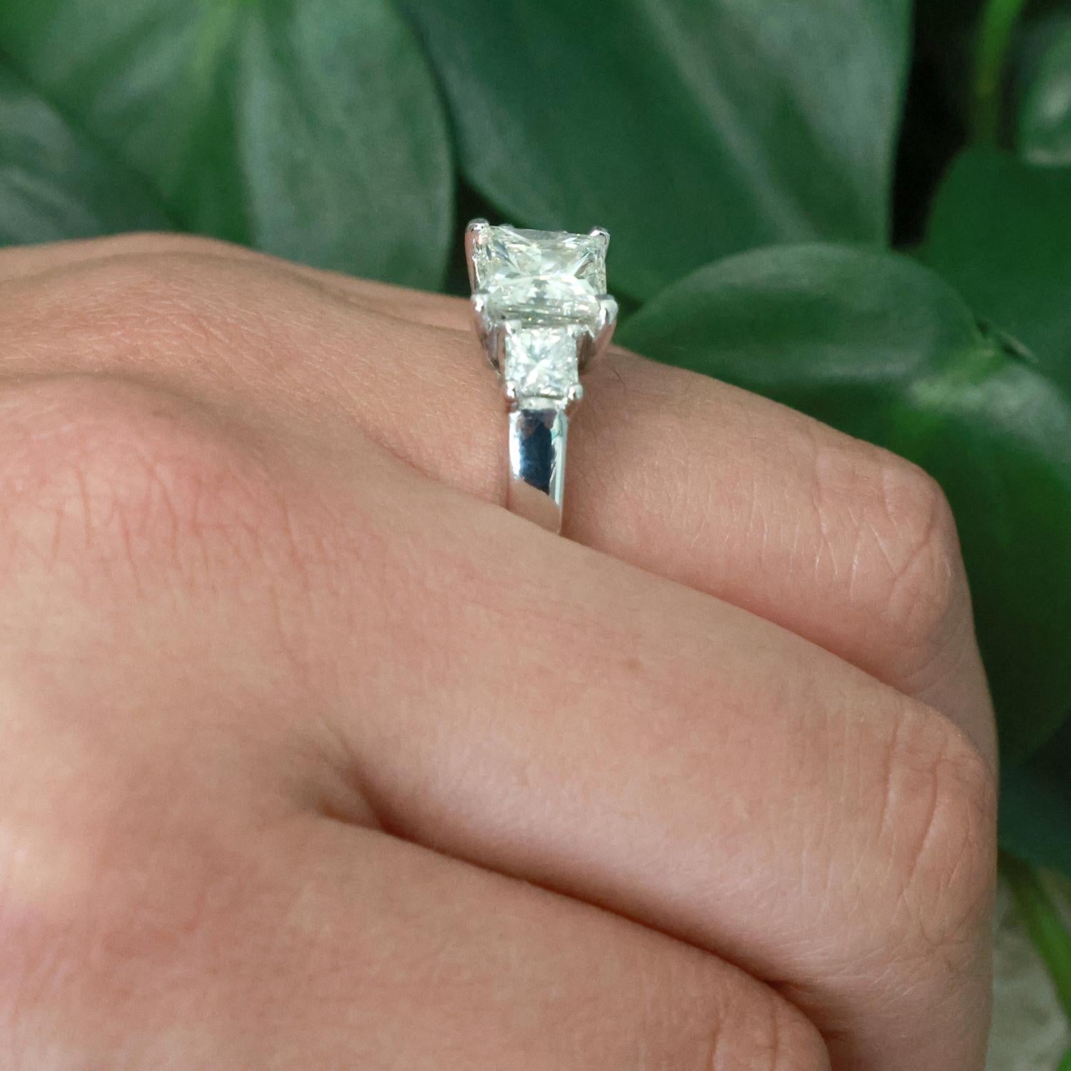 Princess Diamond Engagement Ring 14K White Gold 3.26 TW EGL Certificate SZ 7.25