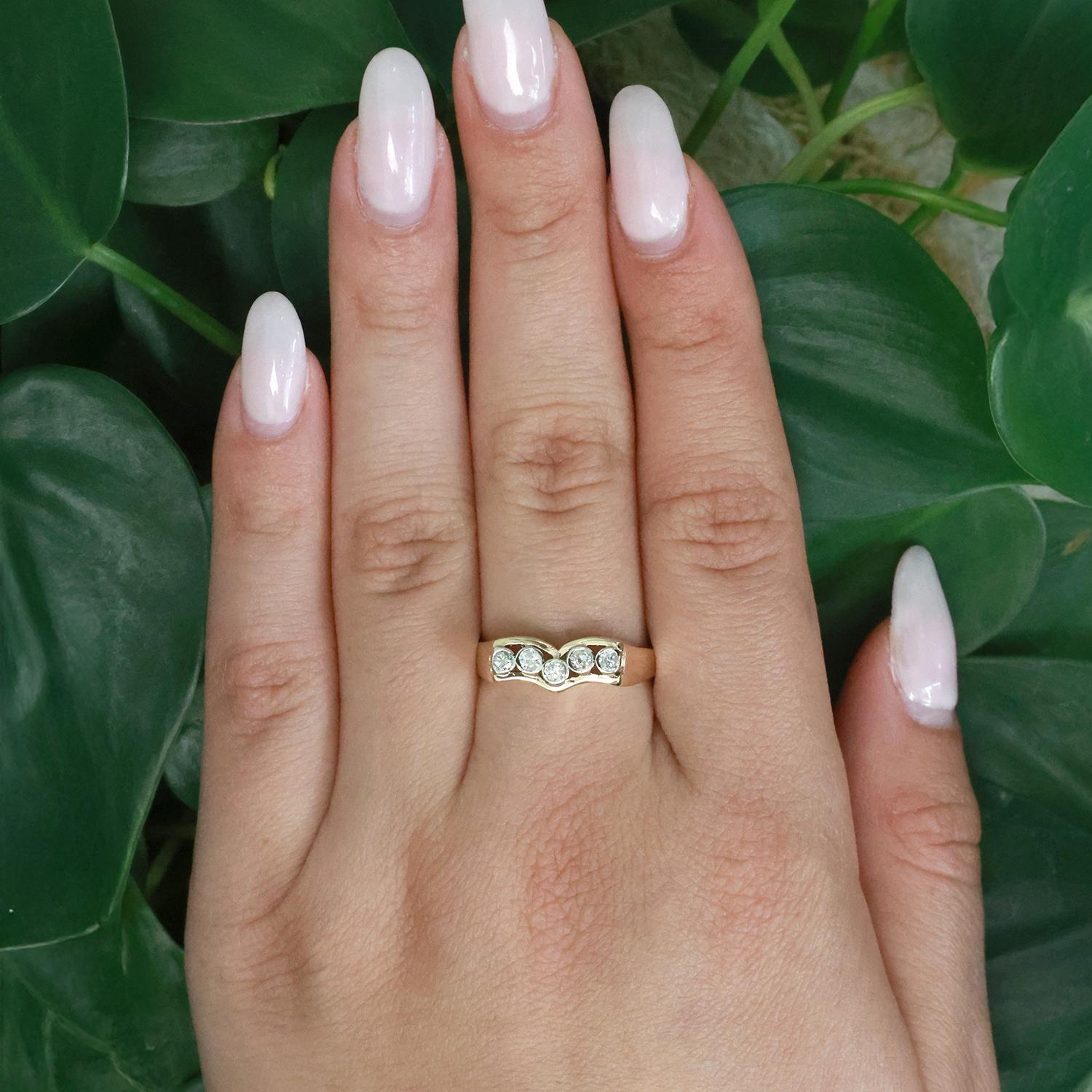Diamond Swirl Band Ring 14K Gold 0.33 TW Size 9.25 Estate