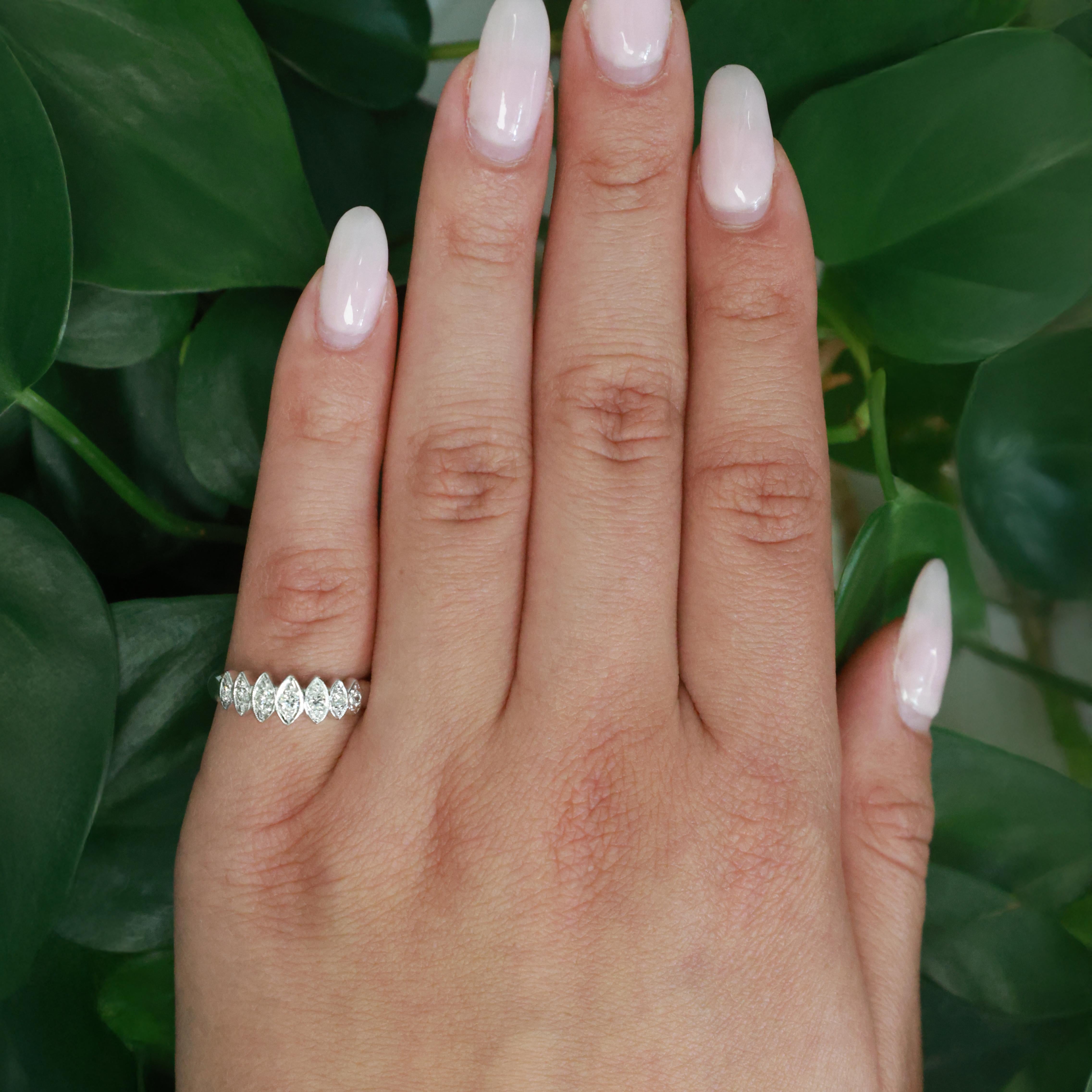 0.30 TW Diamond Half Eternity Band Ring Anniversary 14K White Gold Size 6.5