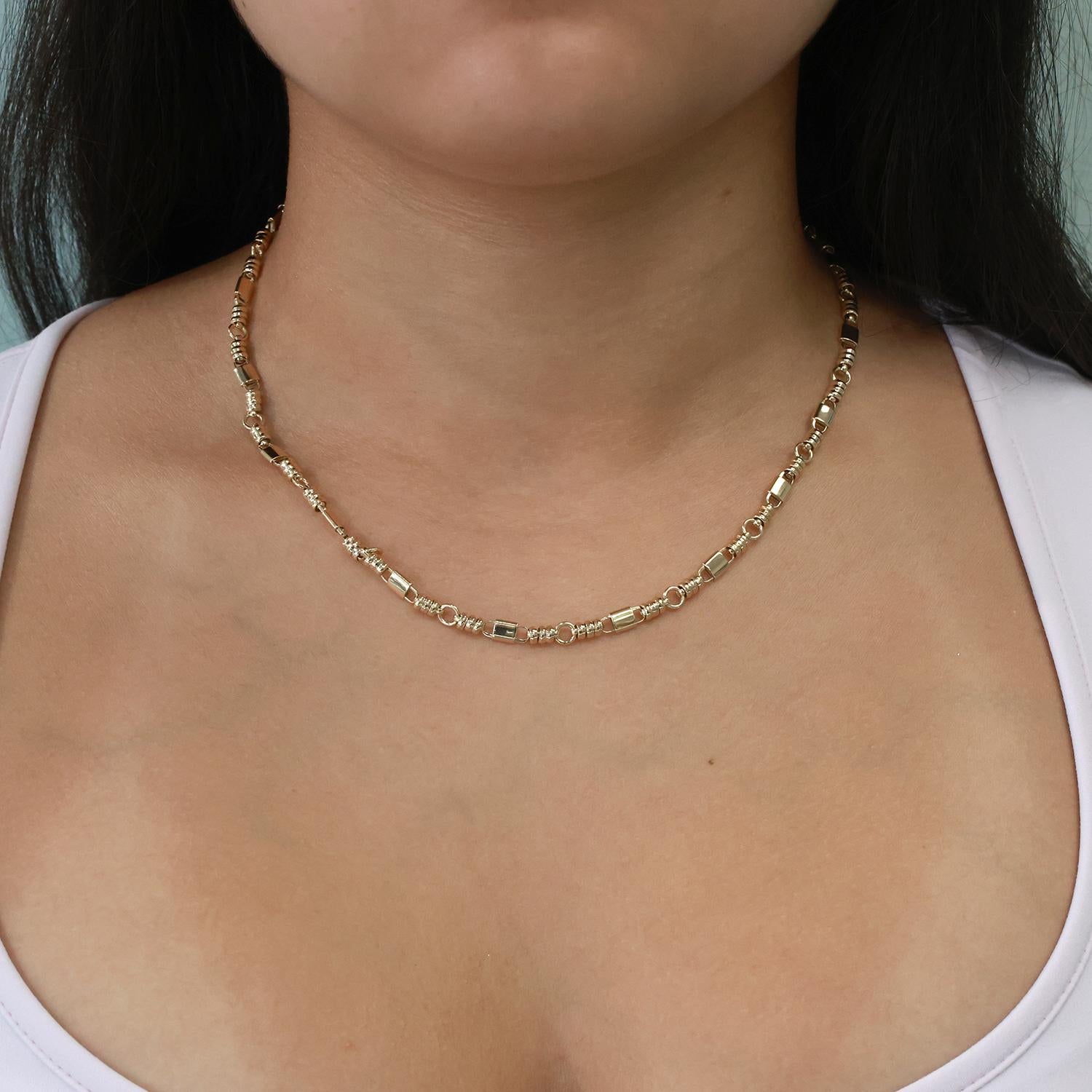 14K Yellow Gold Fancy Link Chain Necklace 18.25" Unisex Estate