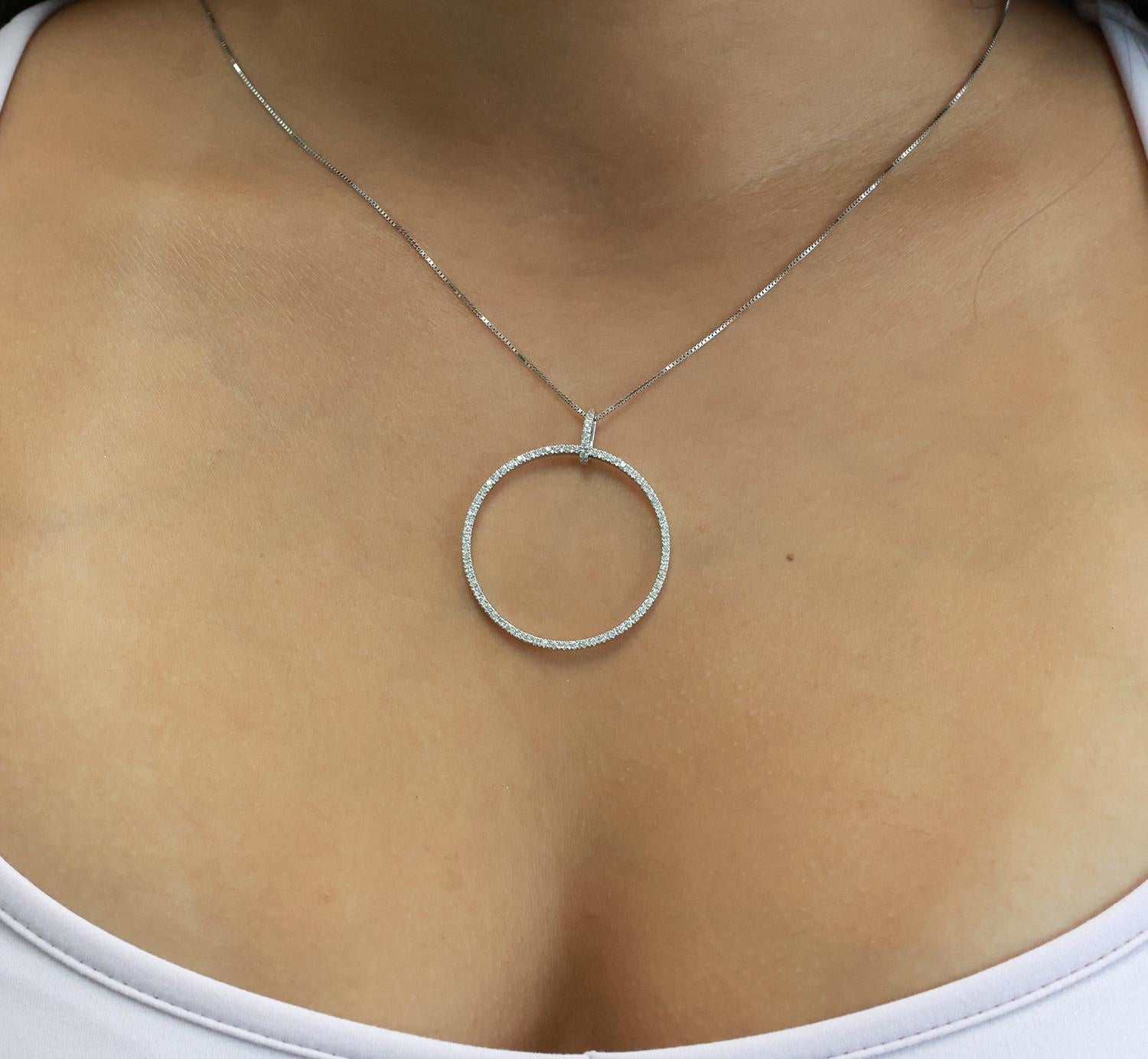 0.75 TW Circle of Life Diamond Pendant Spiga Wheat Chain Necklace 18K Gold 19.5"