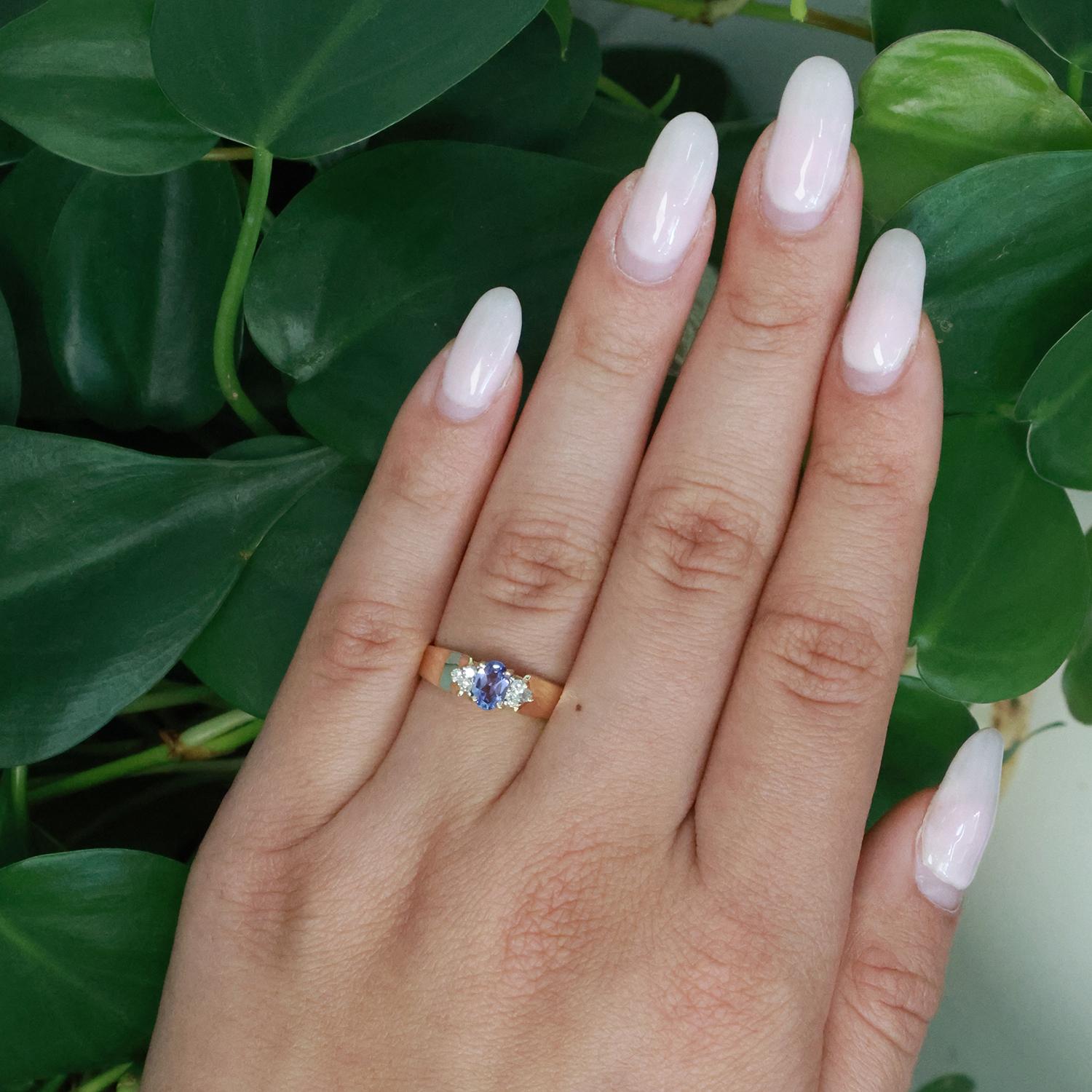 Tanzanite Diamond Cocktail Ring 14K Yellow Gold 0.57 CTW Size 7 Estate