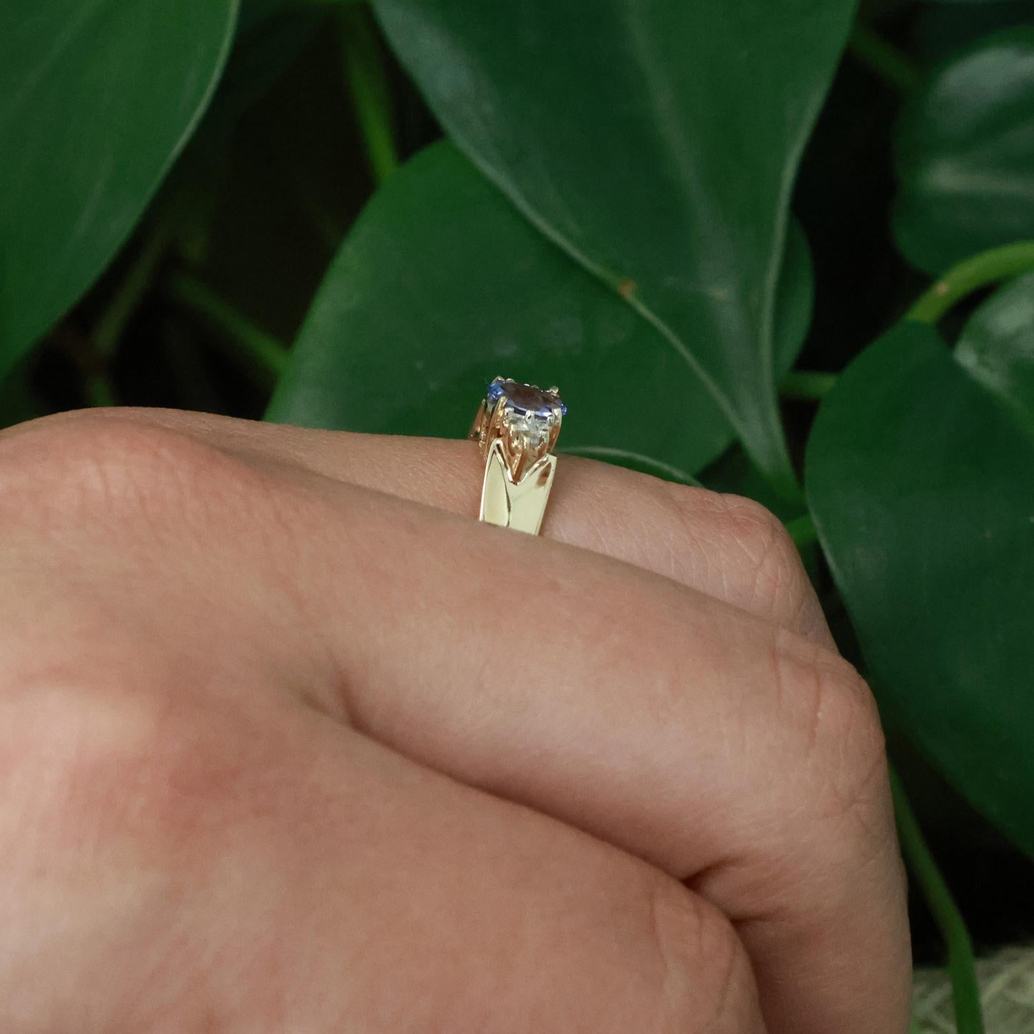 Tanzanite Diamond Cocktail Ring 14K Yellow Gold 0.57 CTW Size 7 Estate