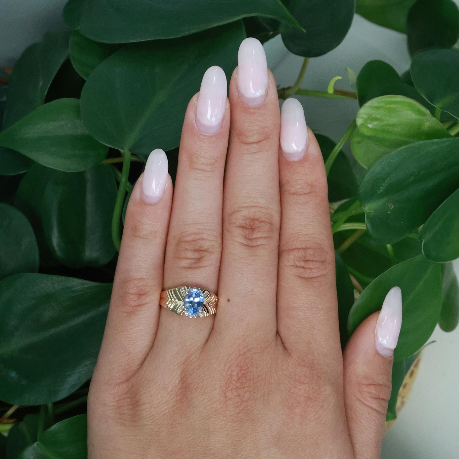 Tanzanite Diamond Cocktail Ring 14K Yellow Gold 1.44 CTW Size 6.75 Estate