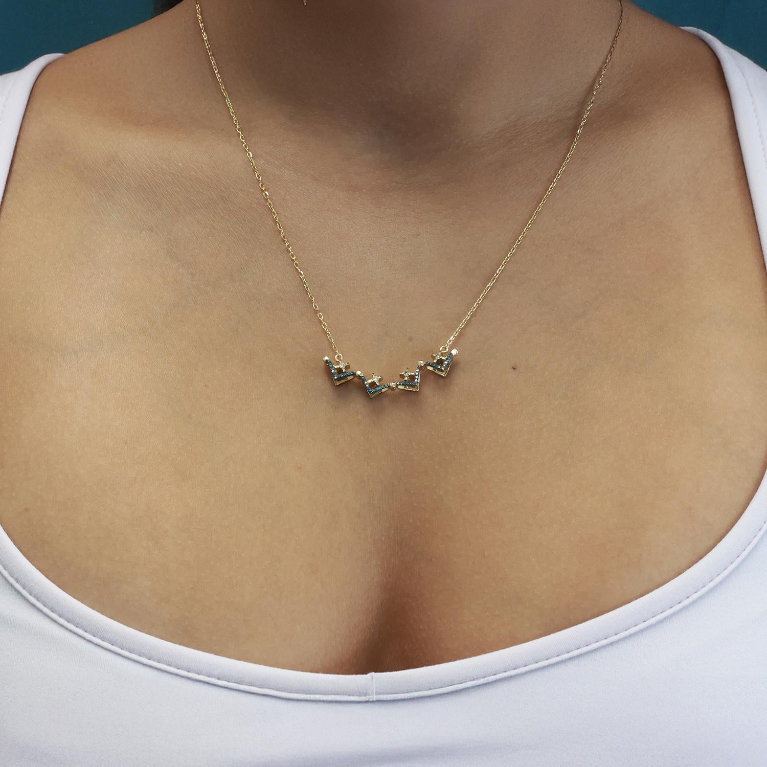 Reversible Blue Diamond Cross Pendant Chain Necklace 14K Gold 0.66 TW 18" Estate