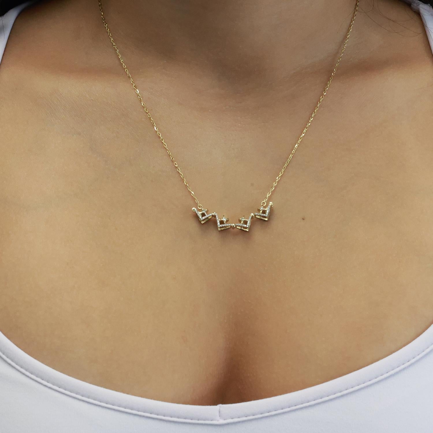 Reversible Blue Diamond Cross Pendant Chain Necklace 14K Gold 0.66 TW 18" Estate