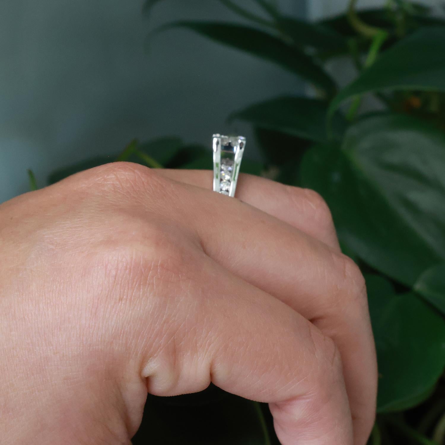 4-Stone Princess Cut Diamond Accent Engagement Ring 14K White Gold 1.15TW Size 8