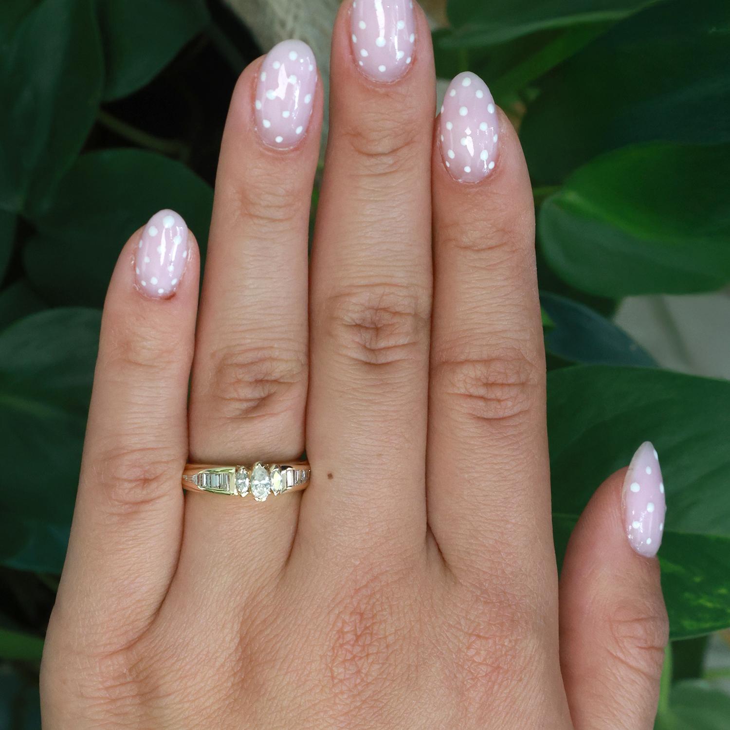 Marquise and Baguette Cut Diamond Band Ring 14K Yellow Gold 0.50 TW Size 6.25