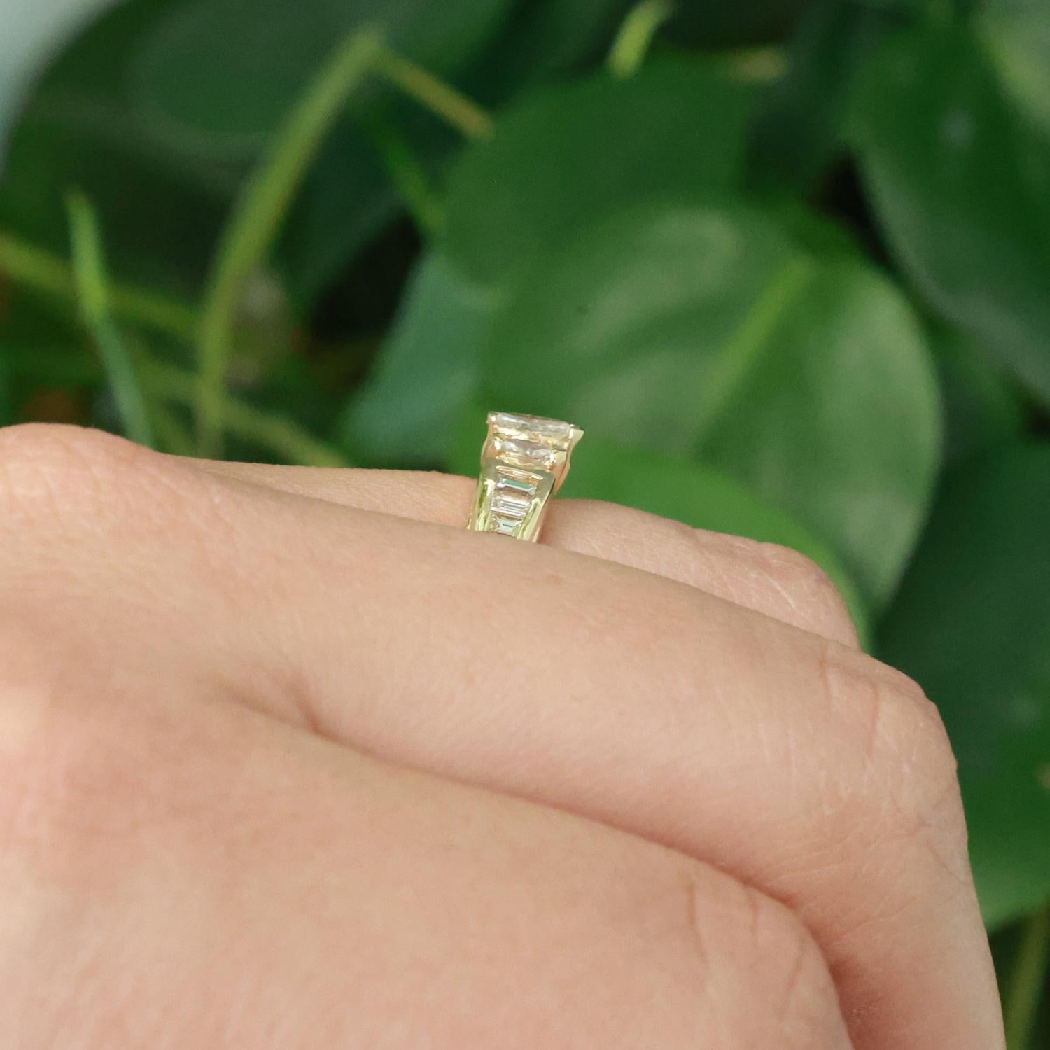 Marquise and Baguette Cut Diamond Band Ring 14K Yellow Gold 0.50 TW Size 6.25