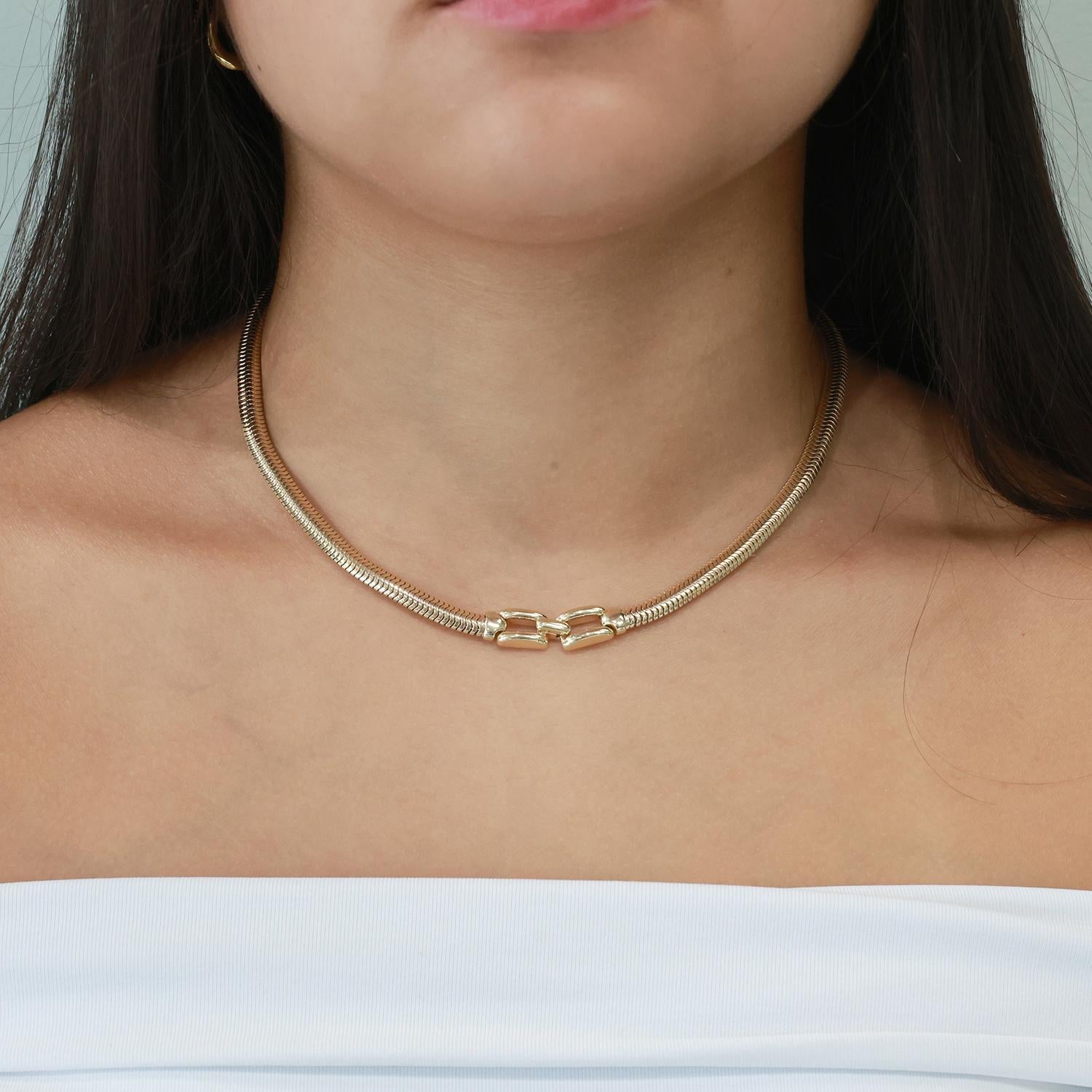 Vintage Retro Tiffany & Co. Snake Chain Necklace 14K Yellow Gold 5.3 mm Wide 16"