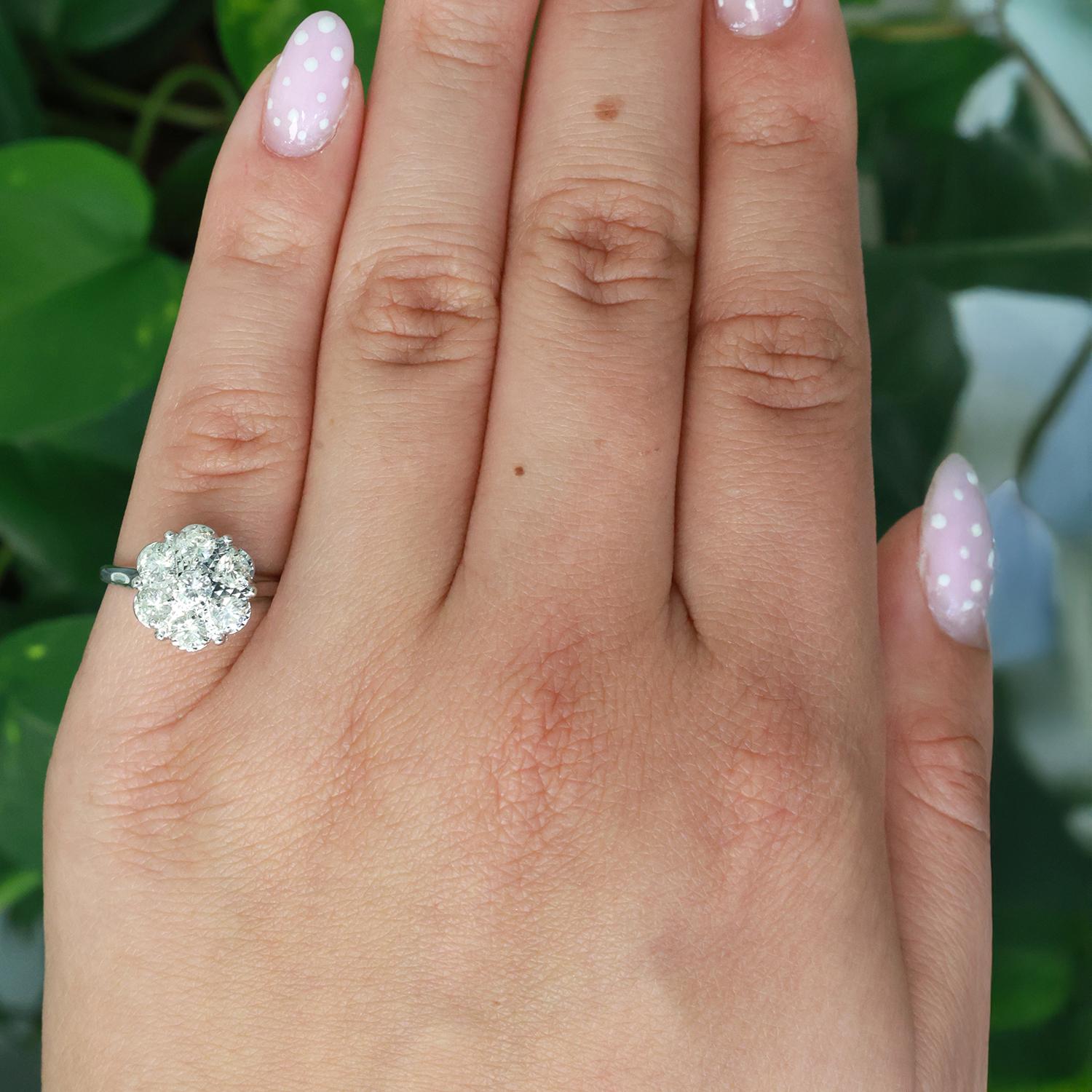 Mayor's Cluster Diamond Floral Cocktail Ring 14K White Gold 1.00 TW Size 5.5
