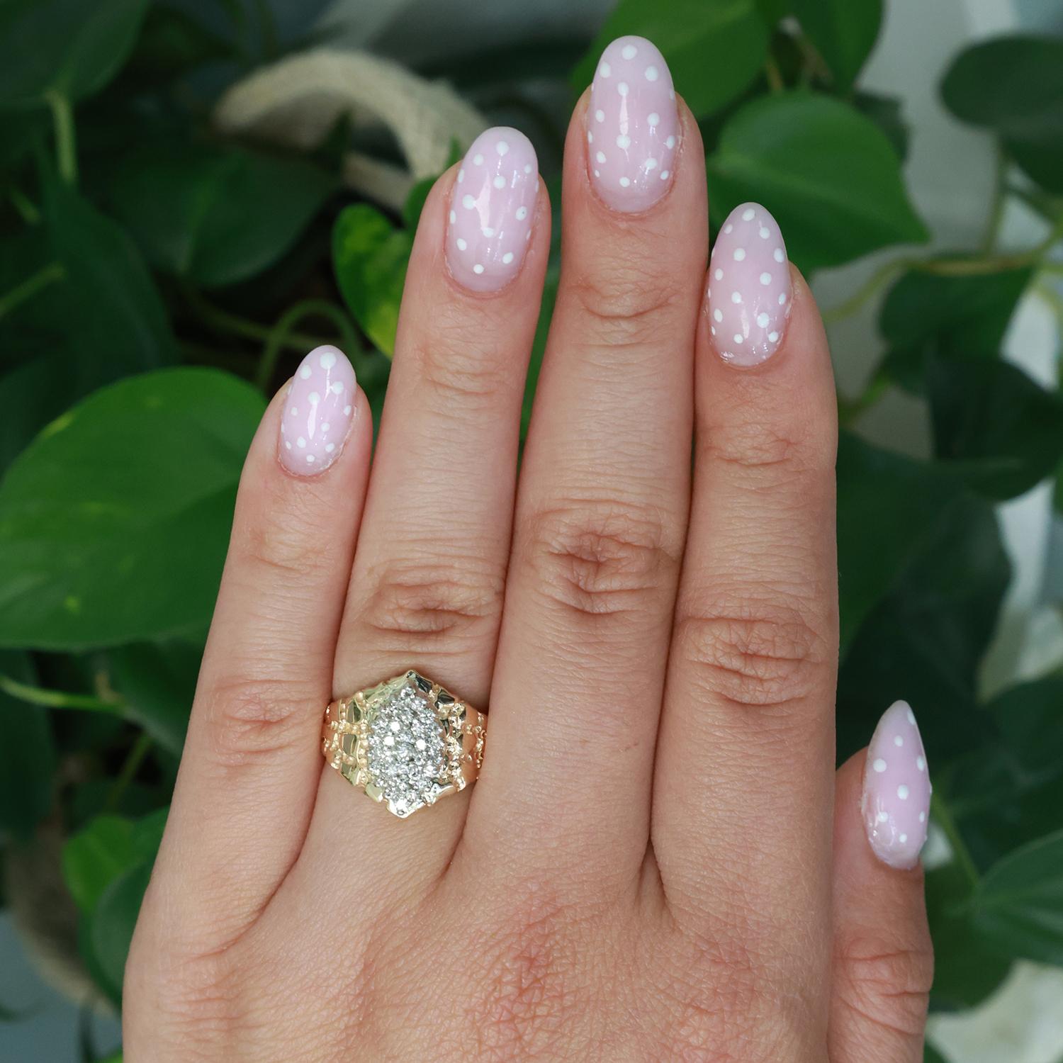 0.70 TW Cluster Diamond Statement Ring Marquise Shape 14K Gold Size 6 Unisex