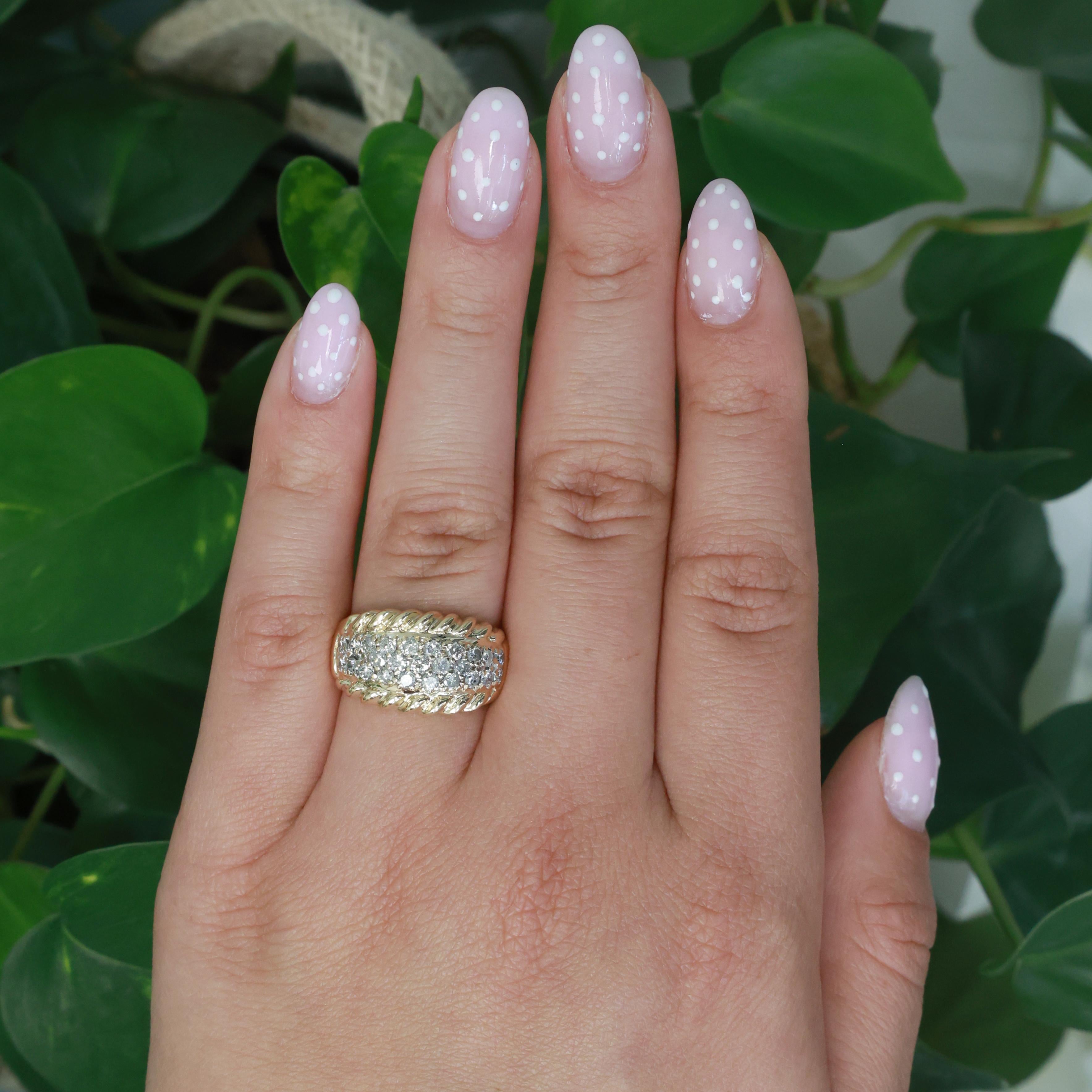 Diamond Wide Band Ring 14K Yellow Gold 1.00 TW Round Diamonds Size 7 Unisex