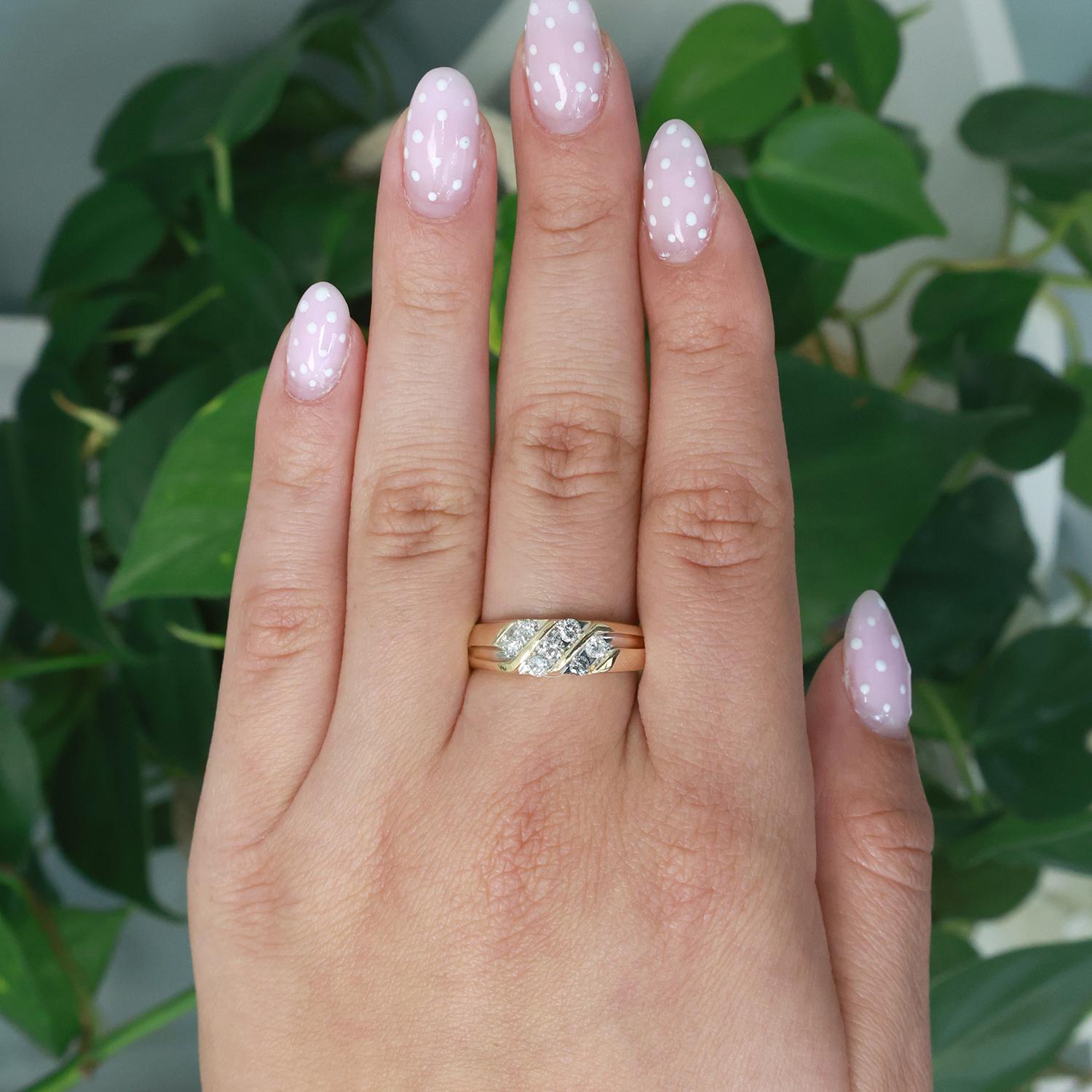 0.75 TW Round Diamond Band Ring 14K Gold Size 11.5 Unisex Estate