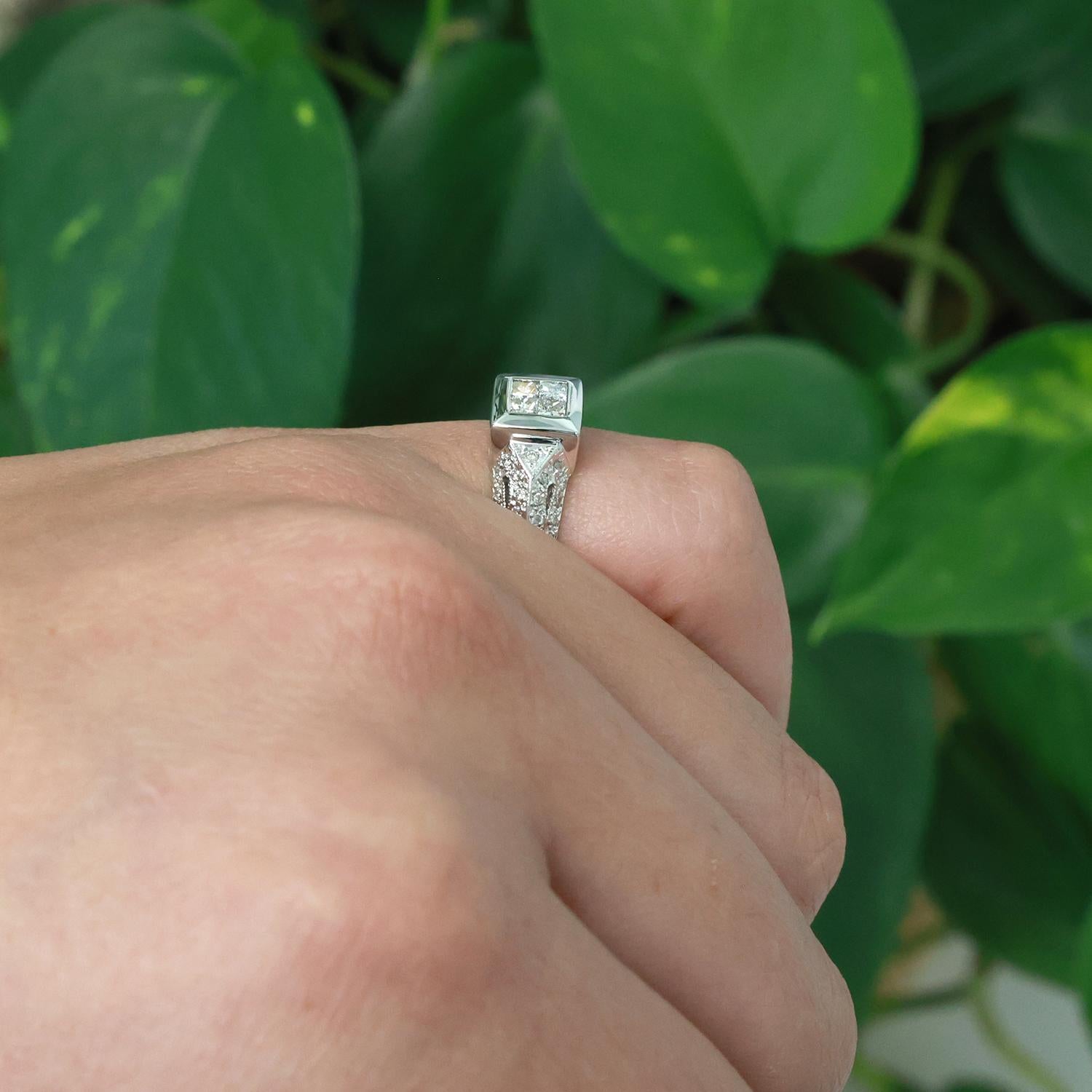 Princess Cut Diamond Ring 18K White Gold Round Diamond Accents 0.40 TW Size 5.25