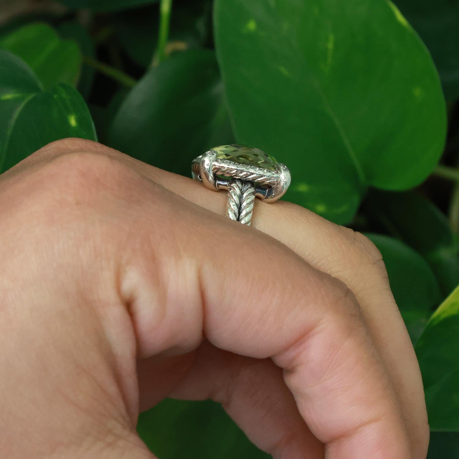 David Yurman Chatelaine Quartz Halo Diamond Ring 10.19TW Sterling Silver SZ 7.25