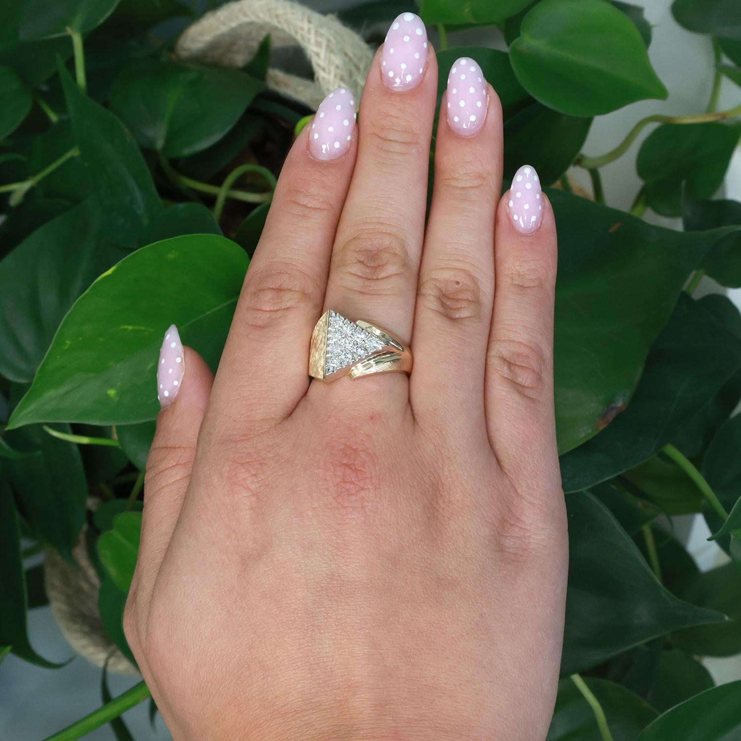 Geometric Diamond Statement Ring 14K Gold 0.50 TW Size 9.5 Contemporary Unisex