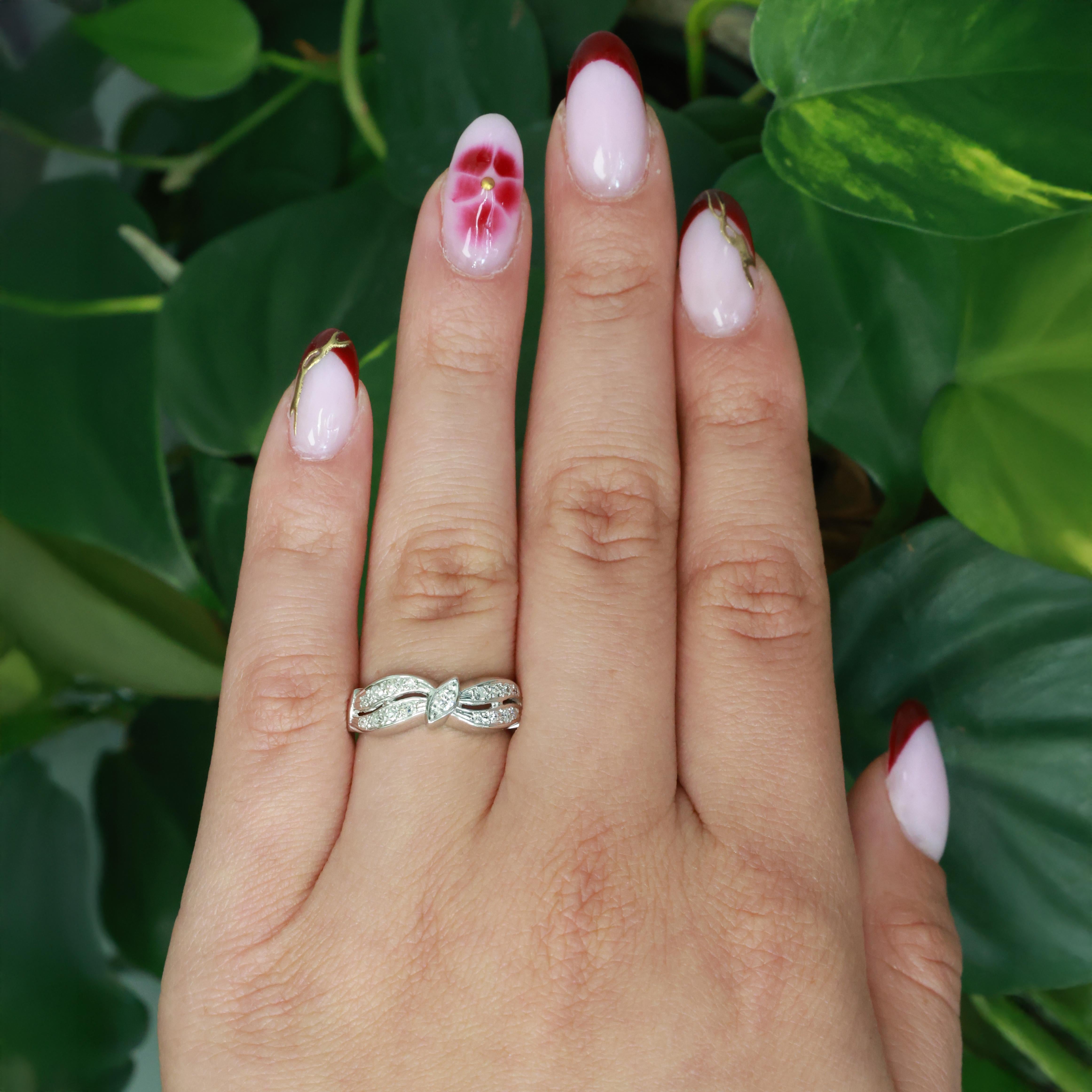 Ladies Vintage Estate Diamond Swirl Band Ring White Gold 0.30 TW Size 5.75