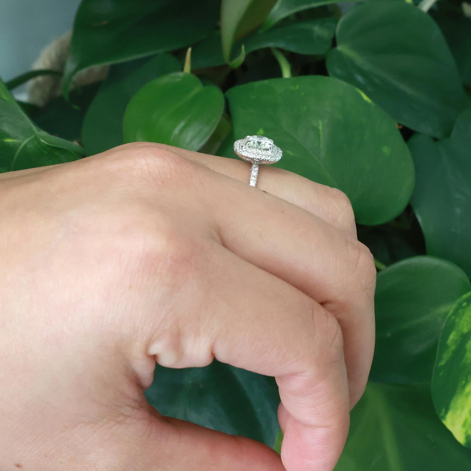 1.82 TW Halo Diamond Engagement Ring UGS CertIficate 18K White Gold Size 6.5