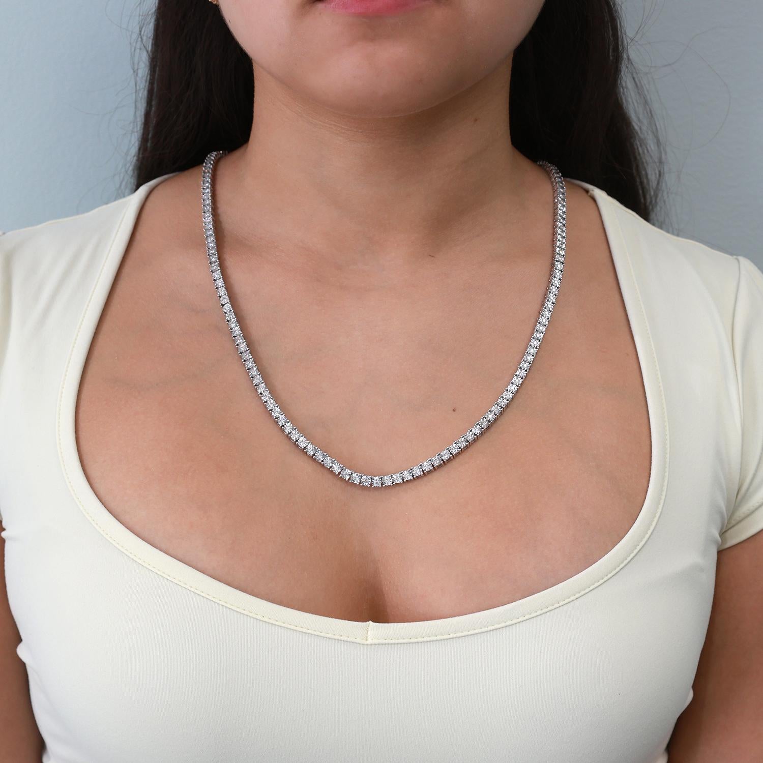 5.00 TW Diamond Tennis Necklace 10K White Gold 25.75" Ladies Estate