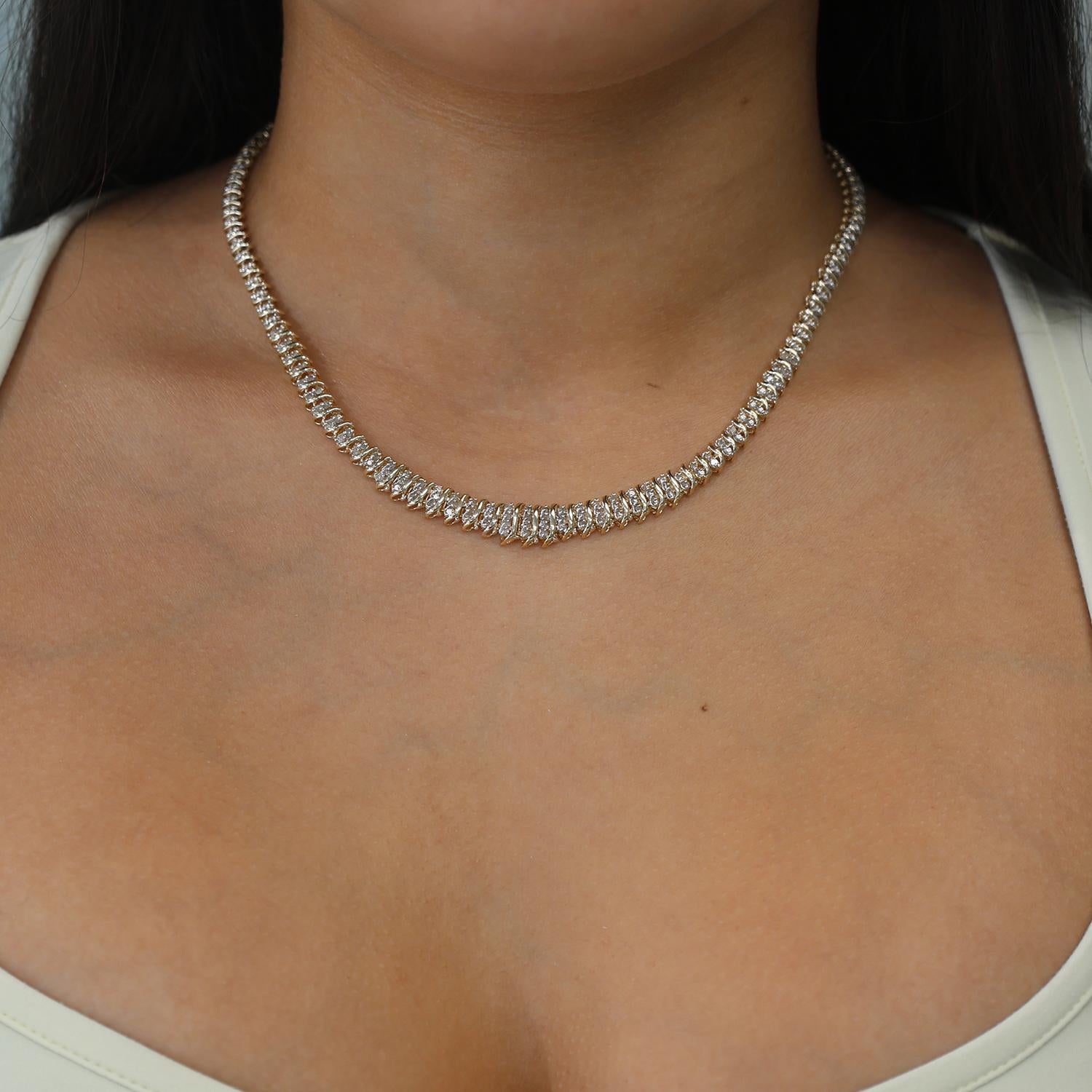 2.00 TW Graduating Diamond S Link Tennis Necklace 10K Gold 17" Ladies Estate