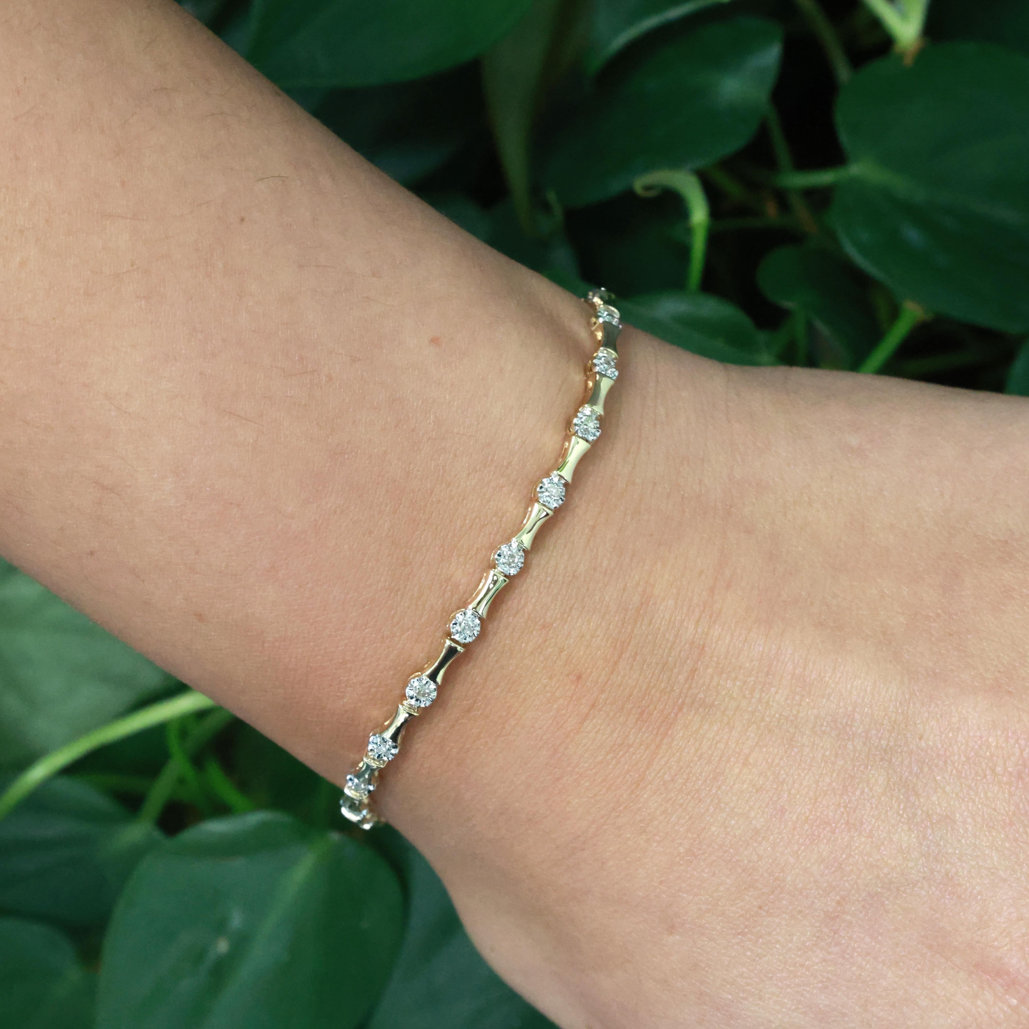 0.37 TW Diamond Bar Link Station Bracelet 14K Gold 7.5" Ladies Estate