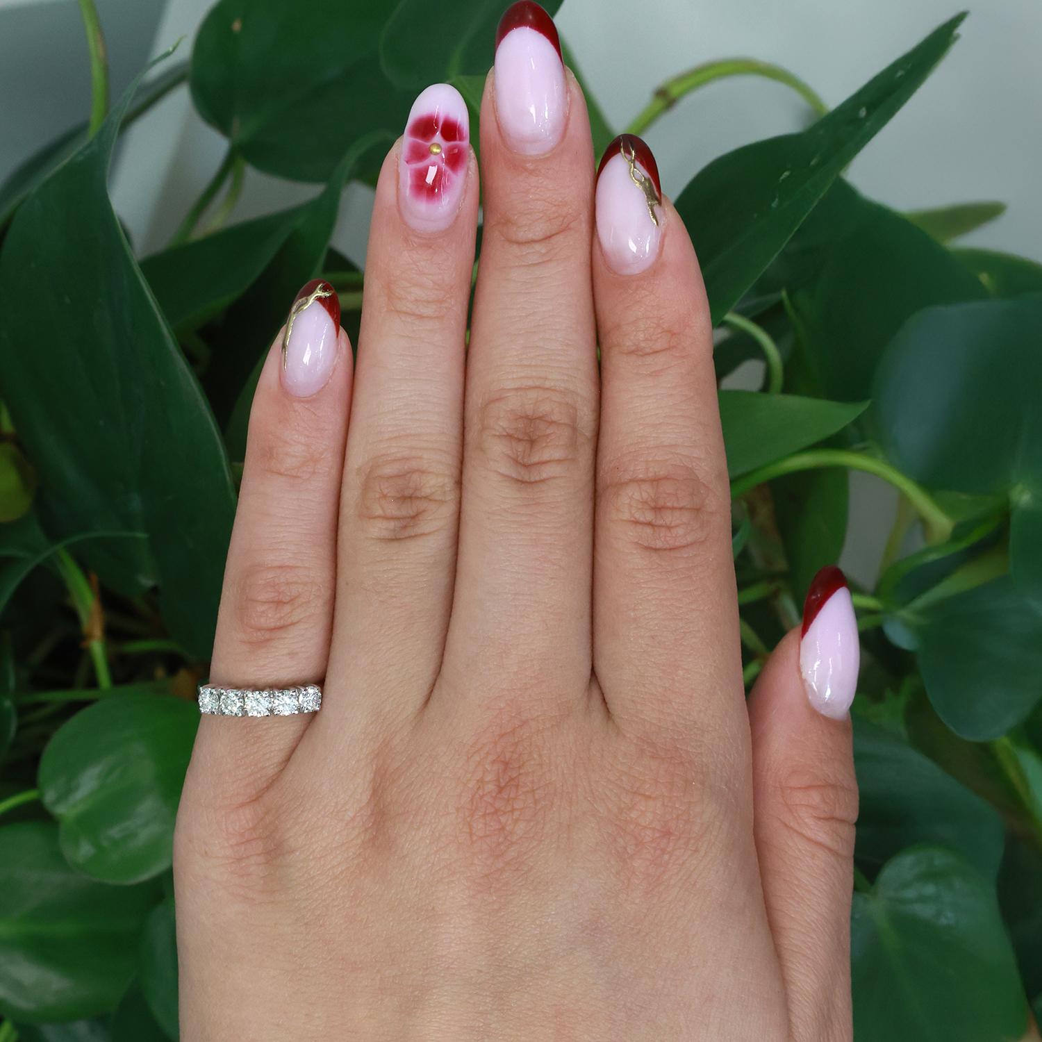 5-Stone Round Diamond Band Ring 14K White Gold 0.75 TW Ladies Estate Size 4.5