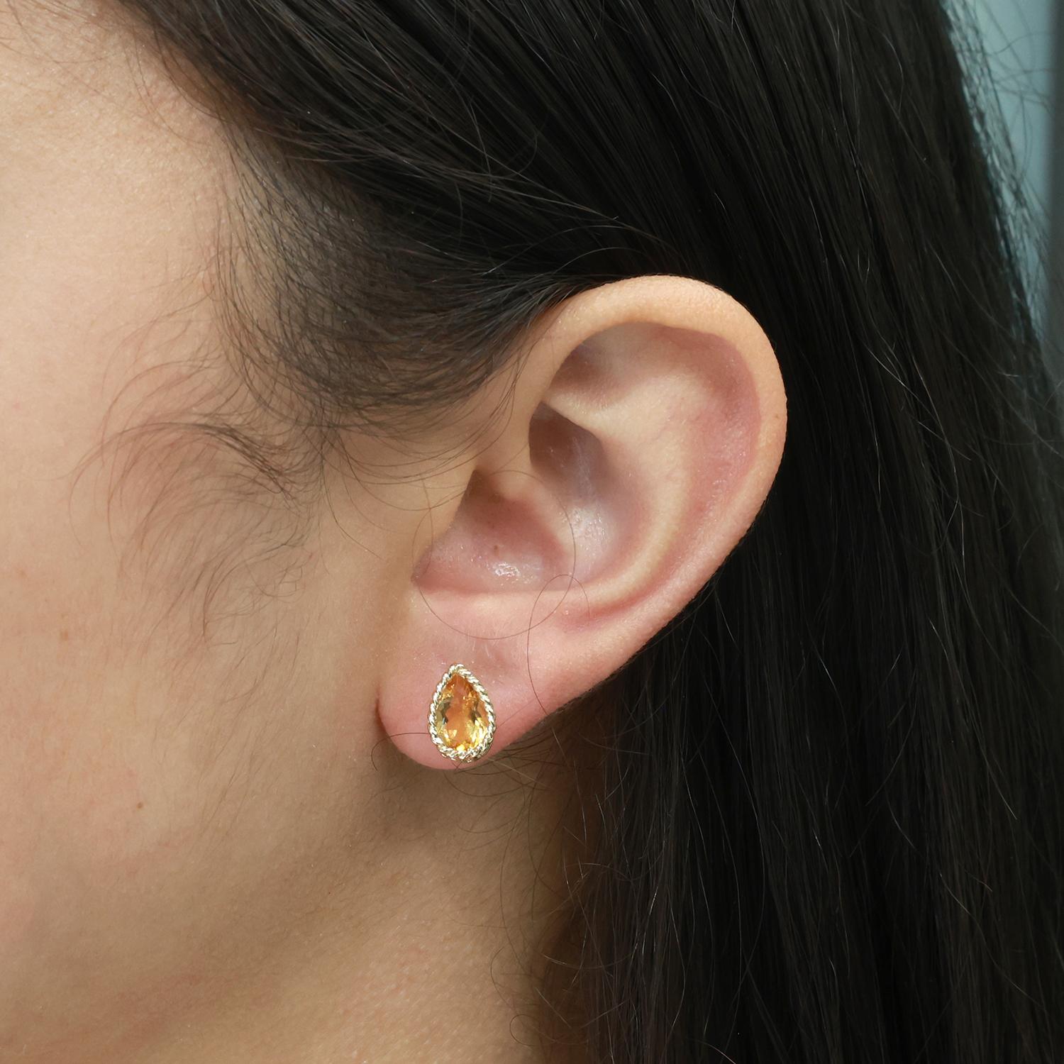 Citrine Gemstone Pendant Earring Set Yellow Gold 2.37 CTW 18.25" Ladies Estate