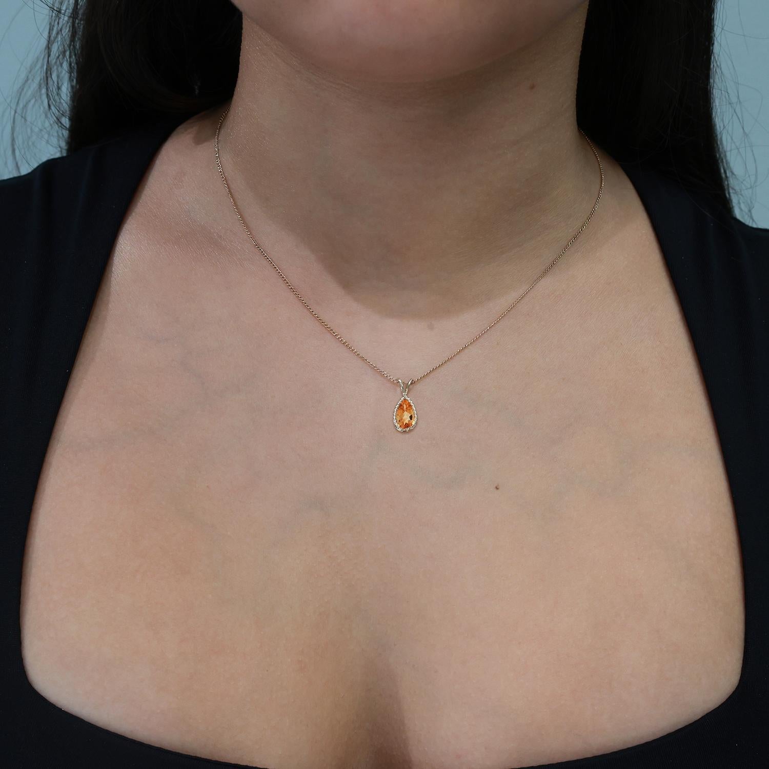 Citrine Gemstone Pendant Earring Set Yellow Gold 2.37 CTW 18.25" Ladies Estate