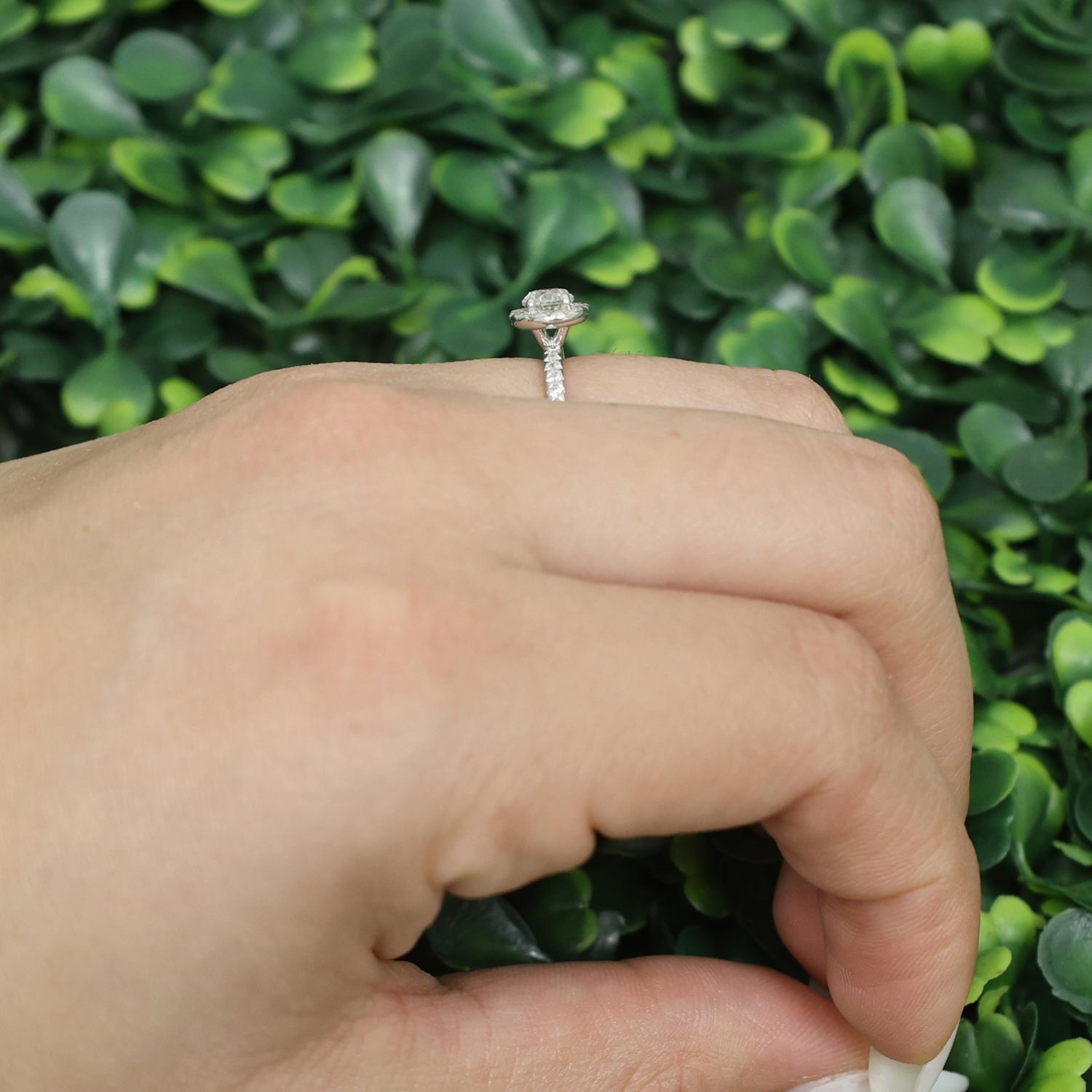 Solitaire Halo Diamond Engagement Ring 14K White Gold 0.70 TW Size 8.25