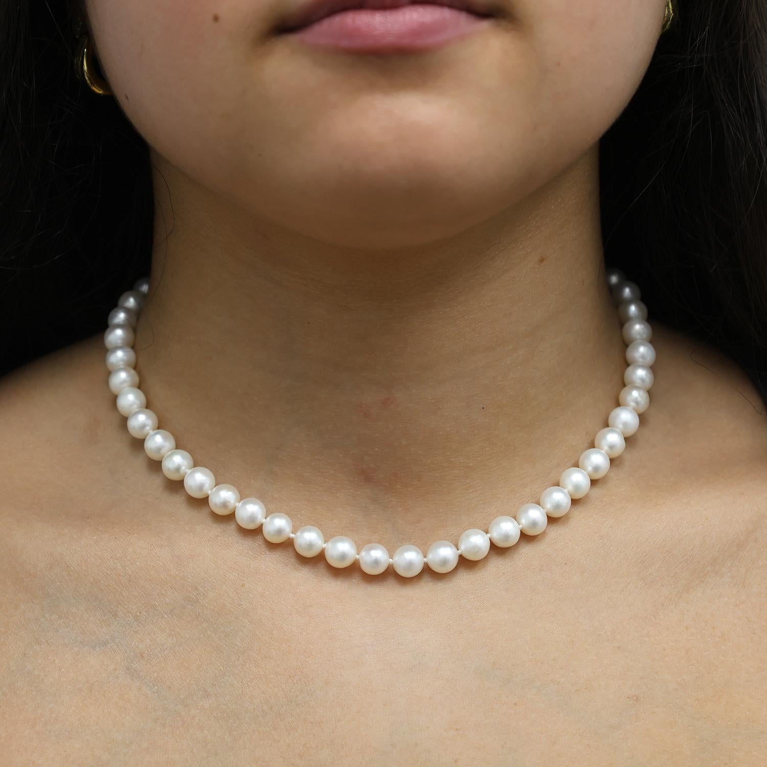 Cultured Freshwater Pearl Choker Necklace 14K Yellow Gold Filigree Clasp 15.5"