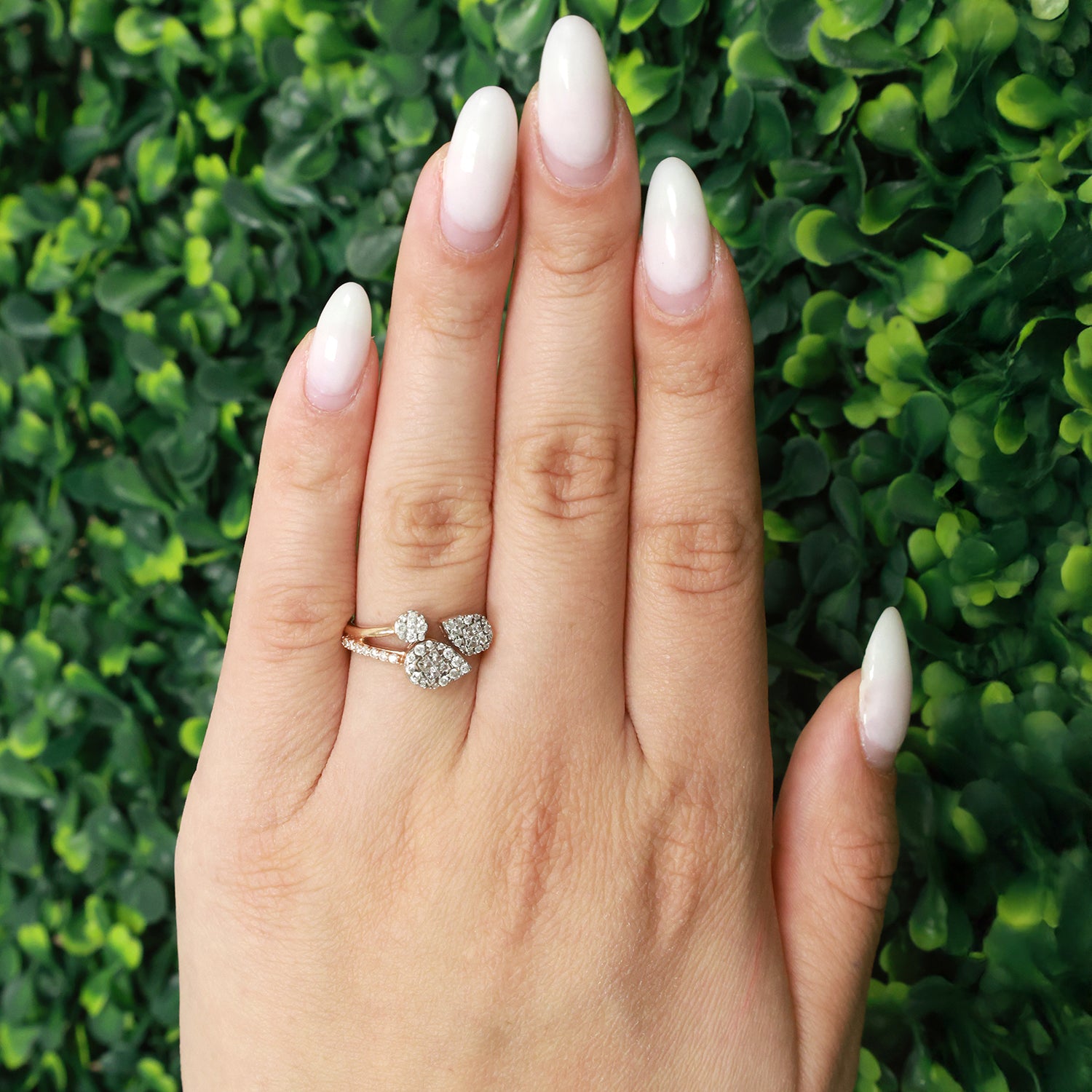 10K Rose Gold Diamond Teardrop Bypass Ring 0.75 TW Ladies Size 6.75 Estate