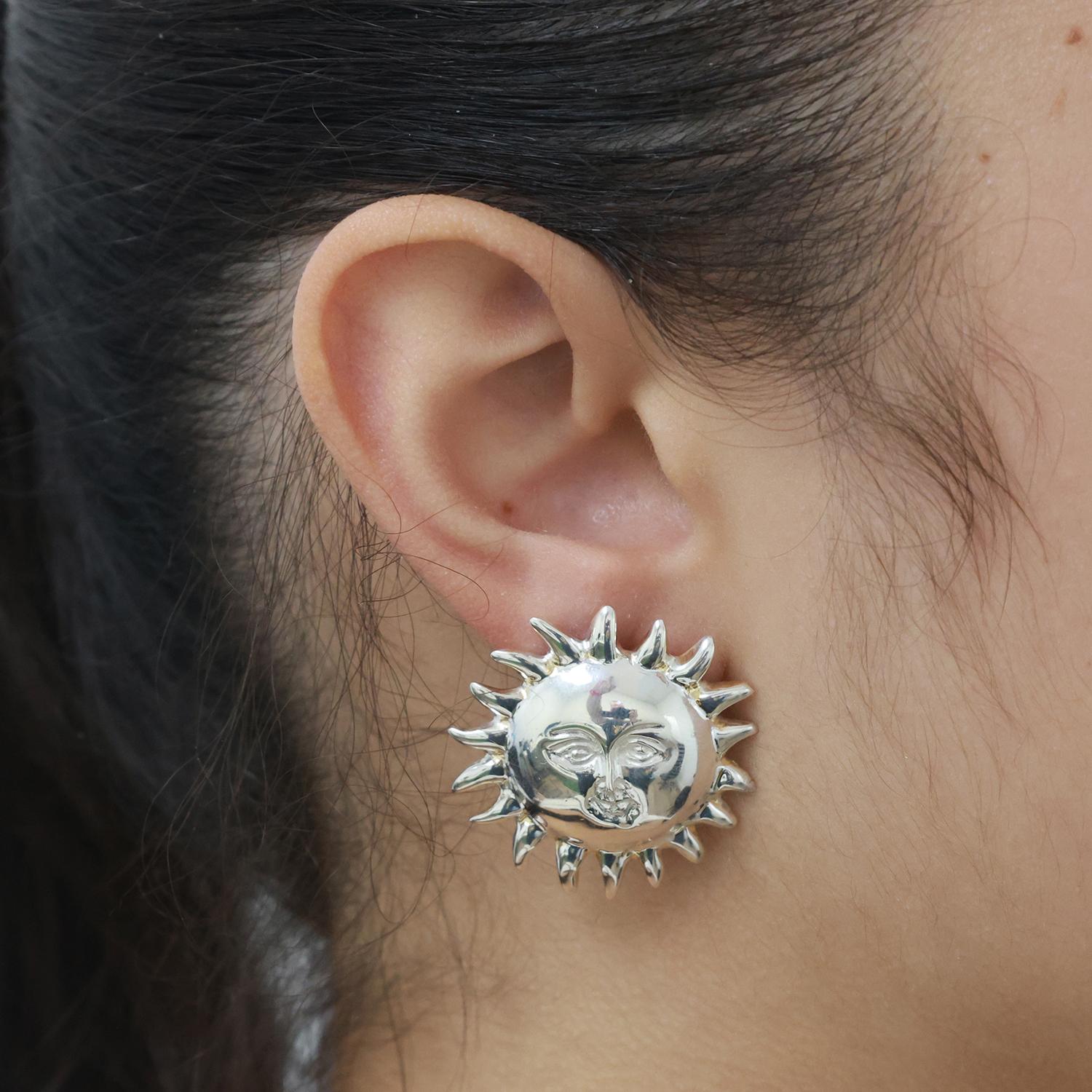 Sergio Bustamante Celestial Sun Earring Pendant Set Sterling Silver Estate