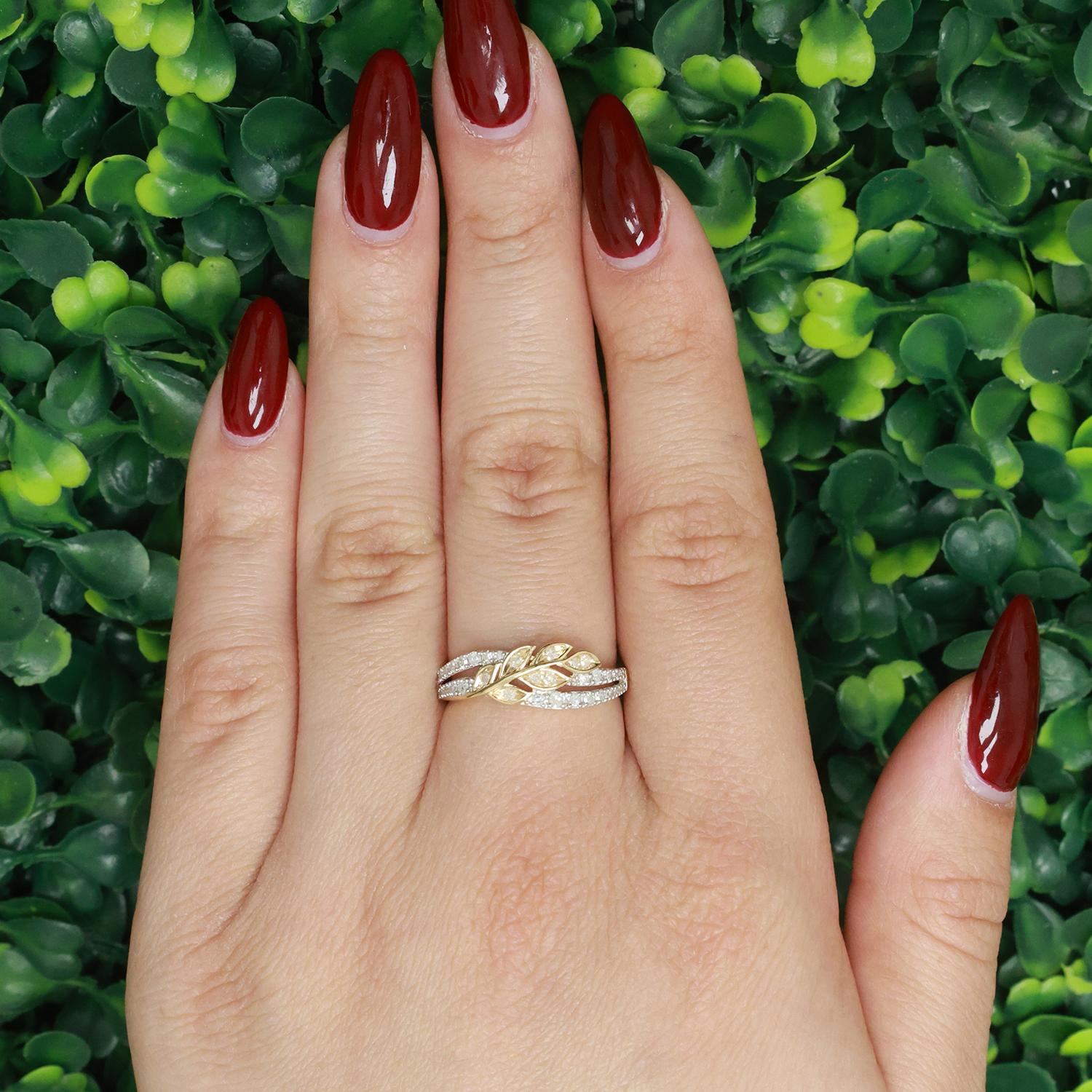 0.50 TW Diamond Floral Band Ring 14K Gold Size 8 Ladies Estate