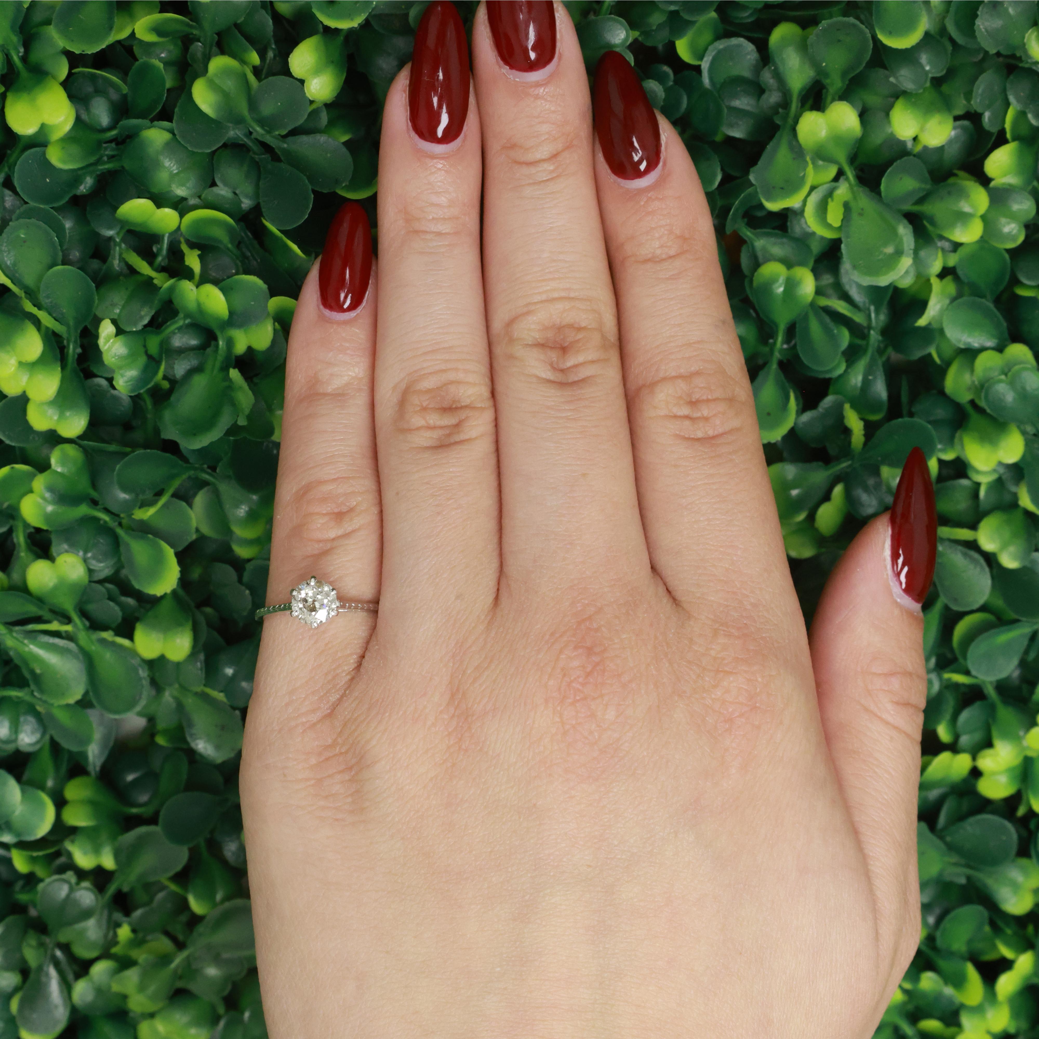 0.85 CT Solitaire Round Diamond Engagement Ring White Gold Size 6.5