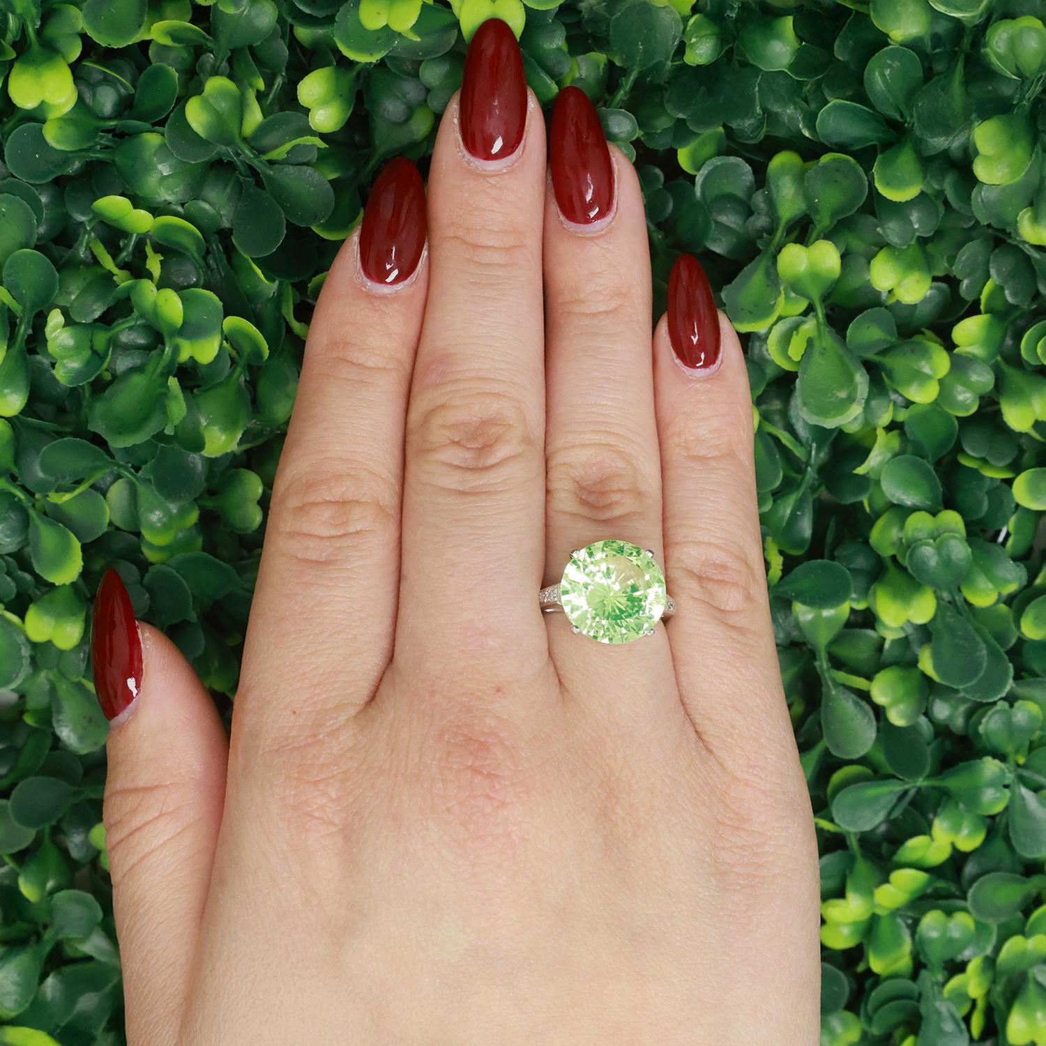 Solitaire Faux Spinel Diamond Accent Ring 14K White Gold 9.90 CTW Size 5.75