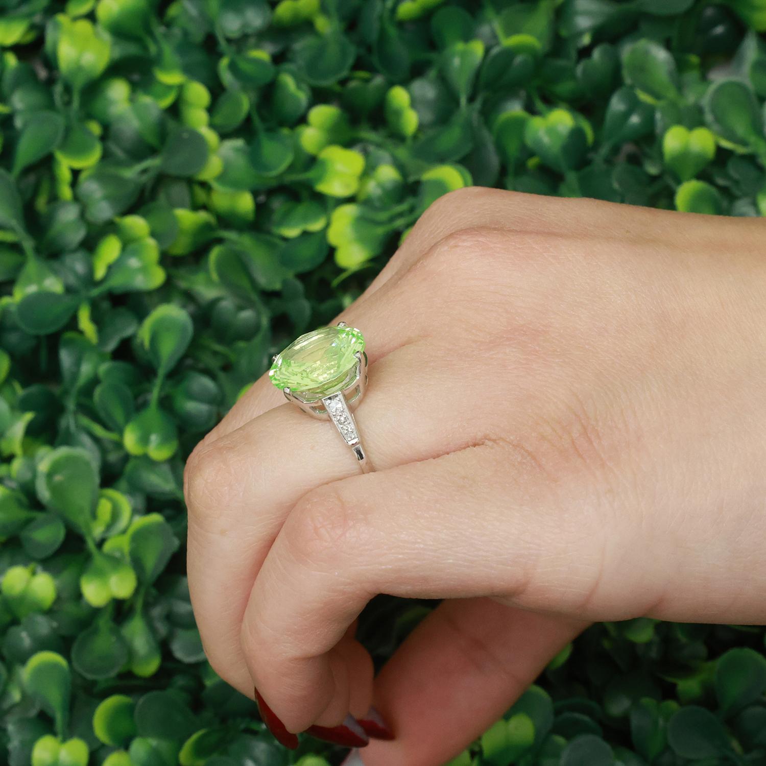 Solitaire Faux Spinel Diamond Accent Ring 14K White Gold 9.90 CTW Size 5.75