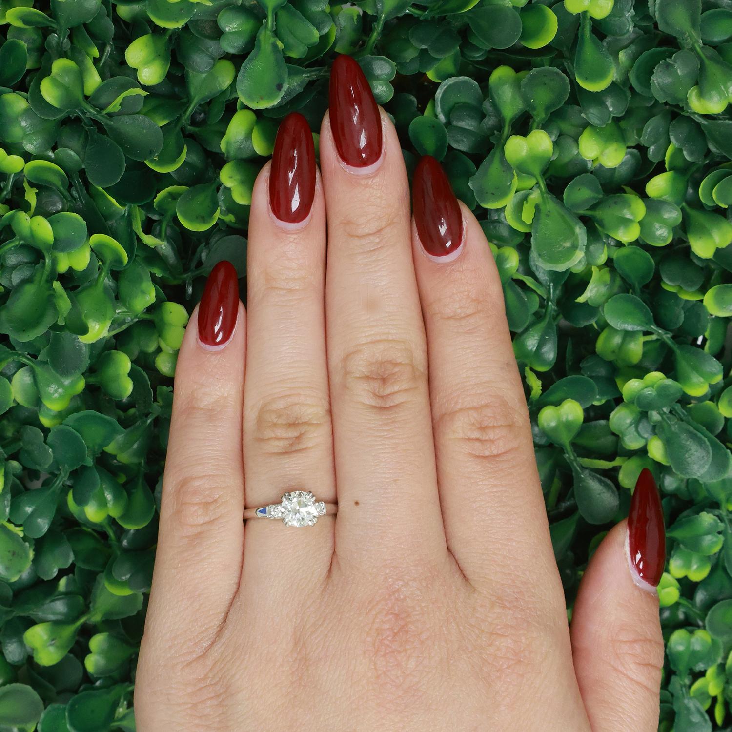 Vintage Round Solitaire Diamond Engagement Ring 1.10 TW Platinum Size 5.25