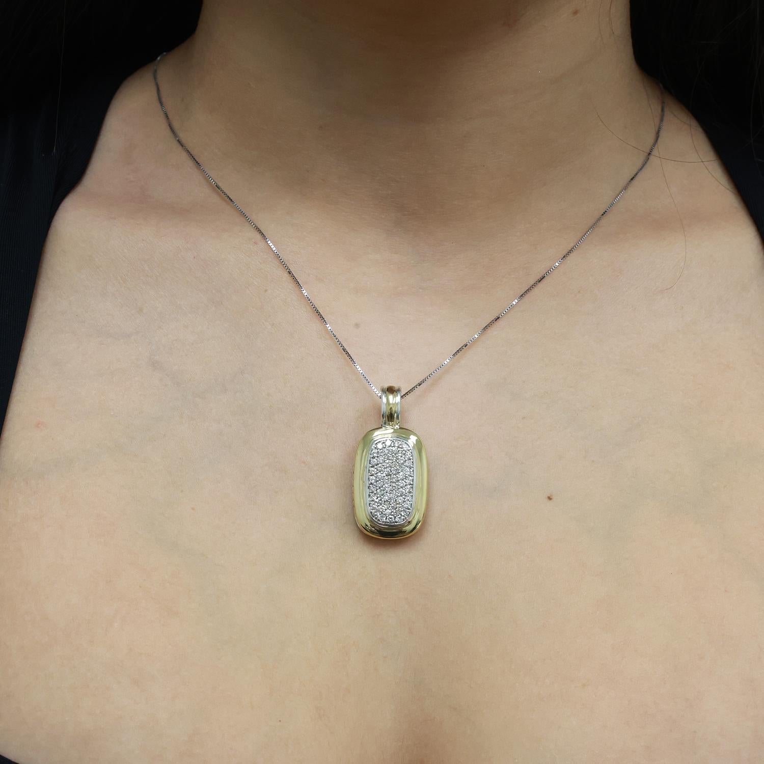 David Yurman Cluster Diamond Albion Pendant Enhancer Yellow Gold SS 1.40"