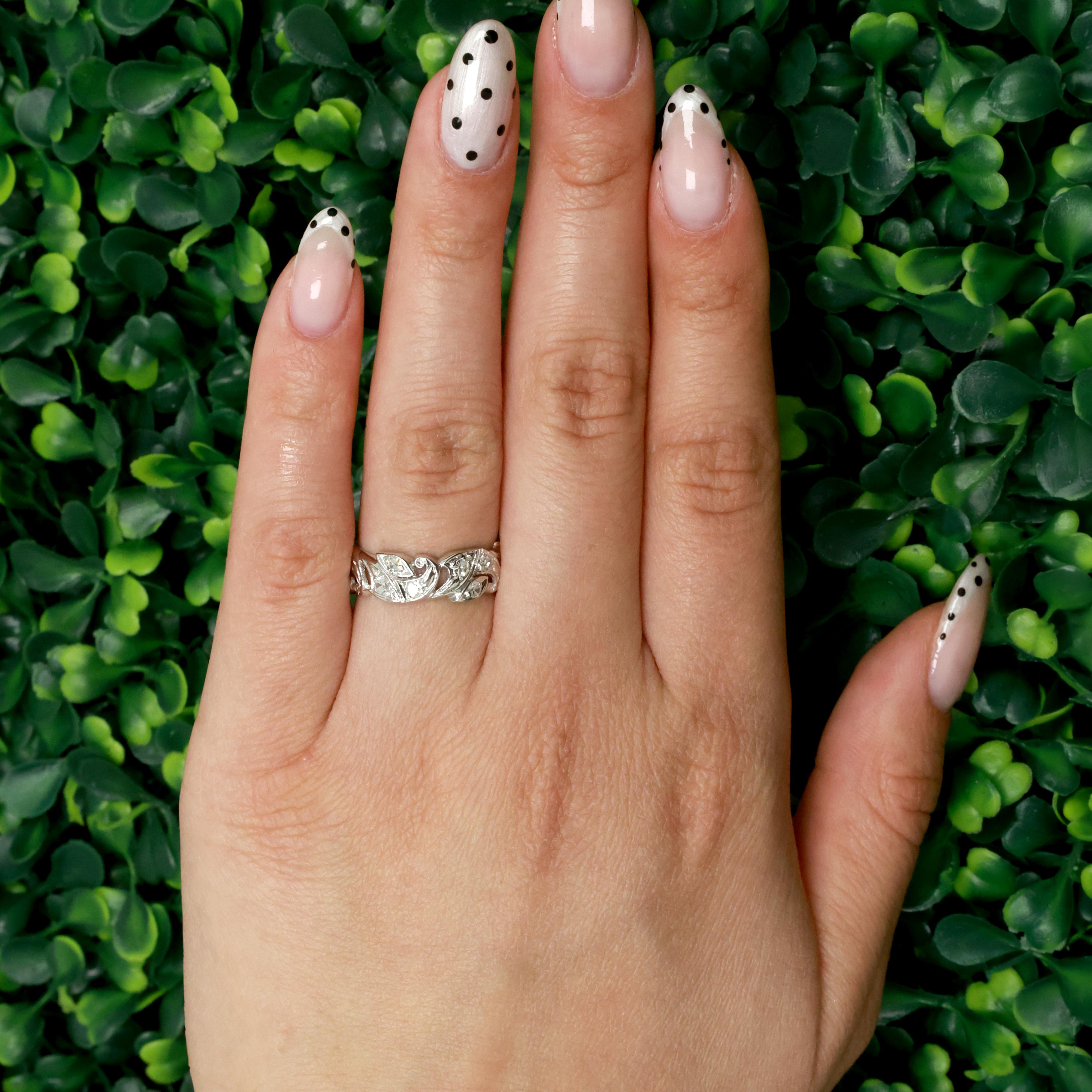 Diamond Full Eternity Floral Band Ring 14K White Gold 0.80 TW Size 7.25 Ladies